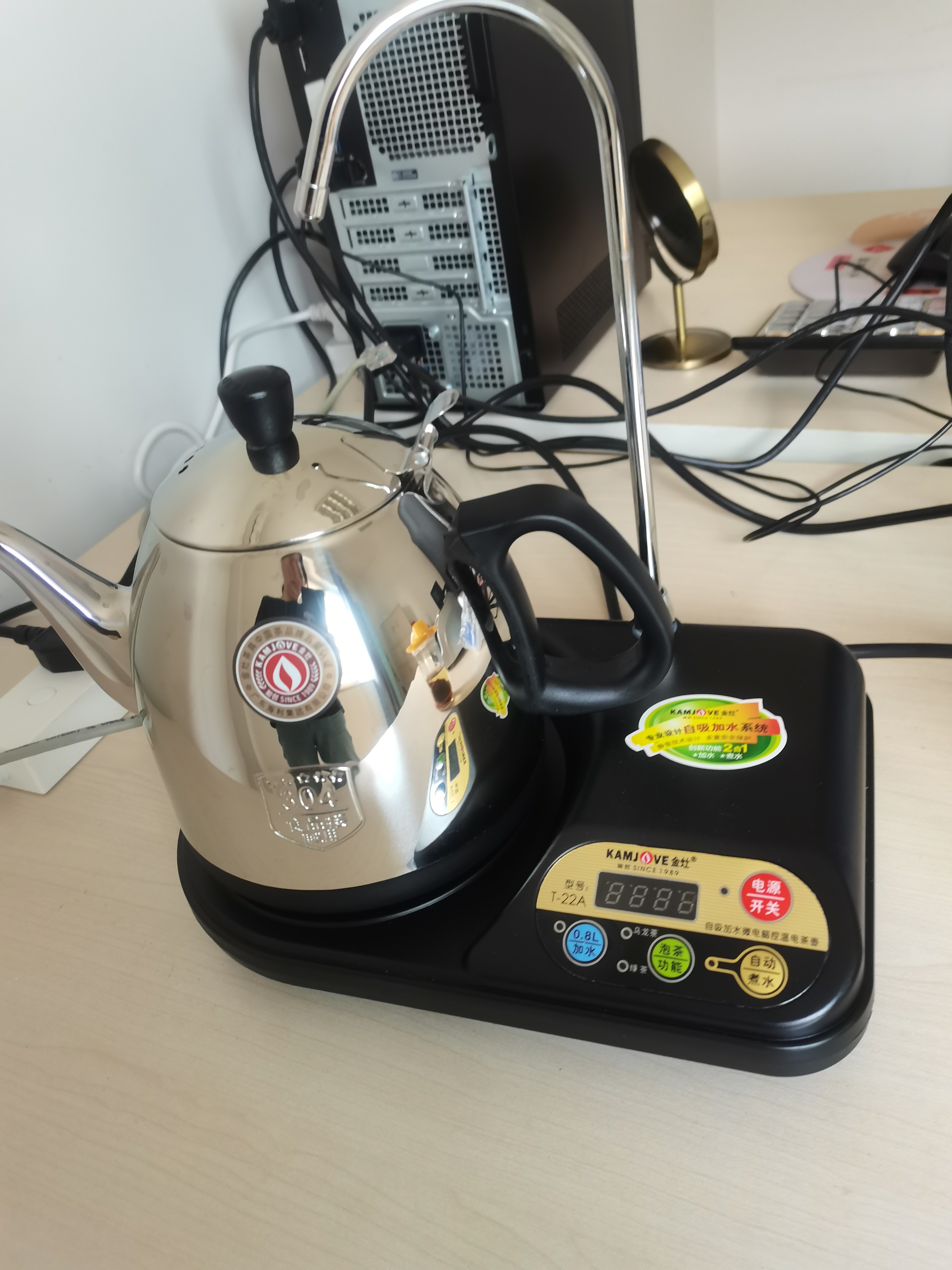 金灶（KAMJOVE） 自动上水电热水壶加抽水器茶具电茶壶 自动加水热水壶 烧水壶茶具 T-22A 1L 黑色 实拍图