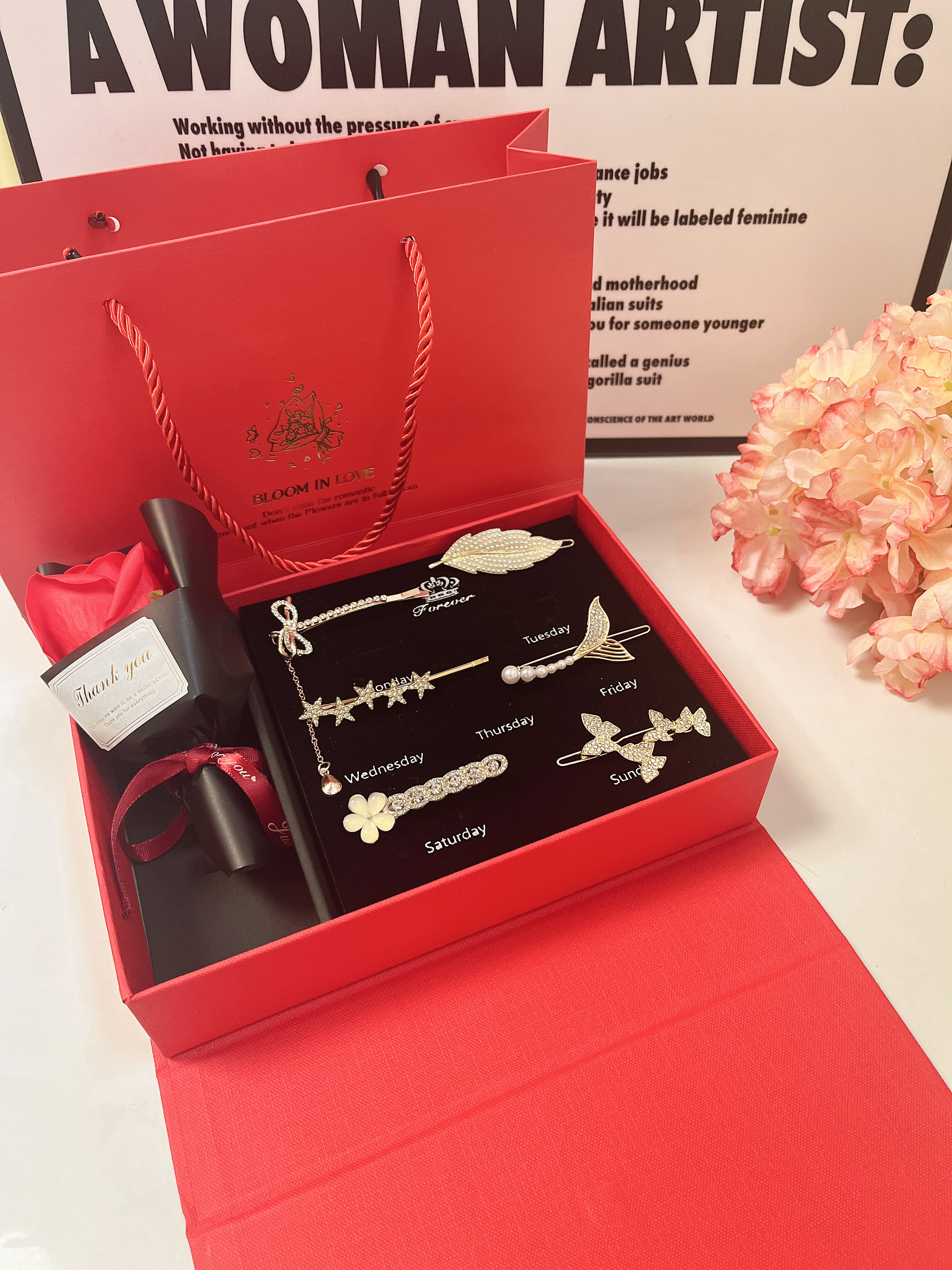 甜蜜点永生花玫瑰发夹生日礼物女生老婆高级实用教师节礼物送老师 实拍图