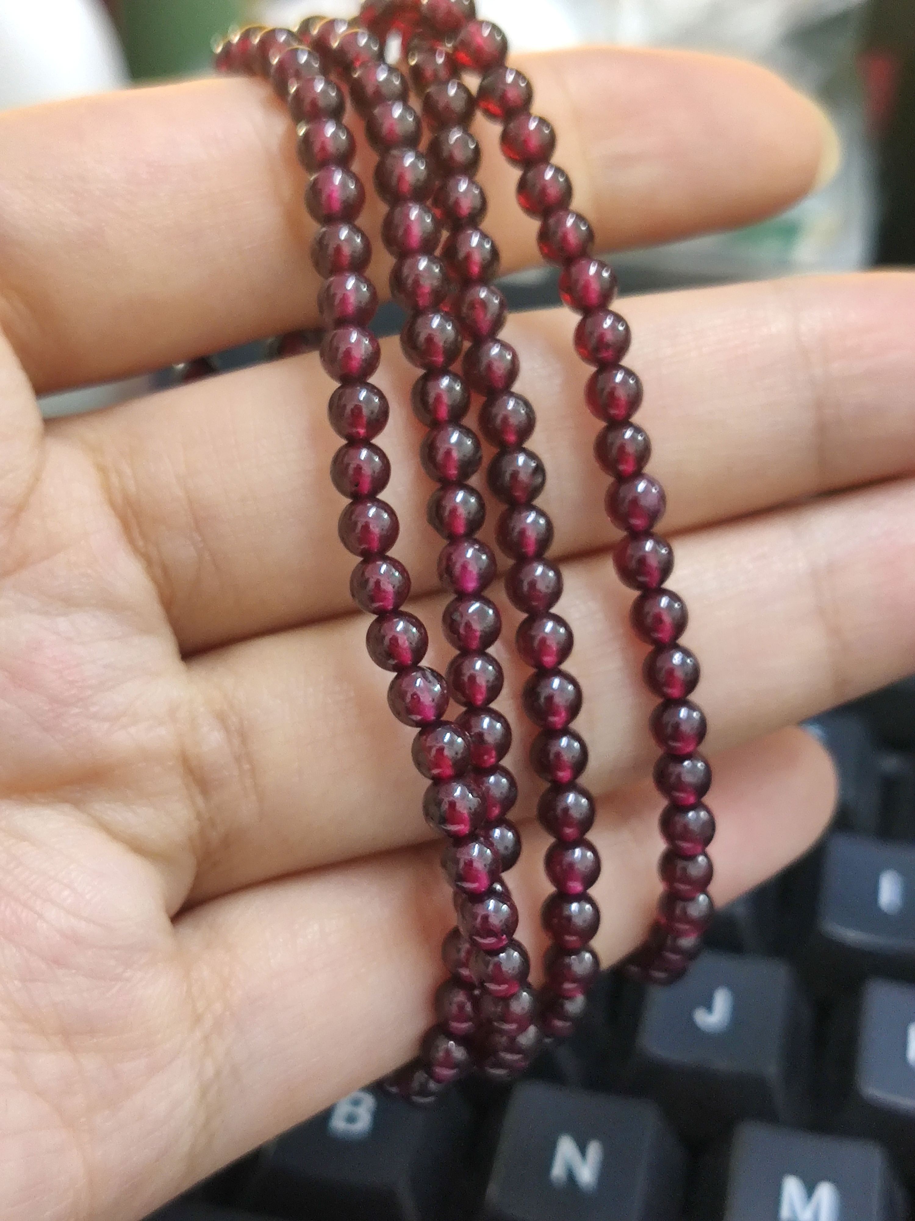石玥珠宝 精品4-4.5mm石榴石手链项链转运珠天然手串男女士款 水晶玛瑙  实拍图