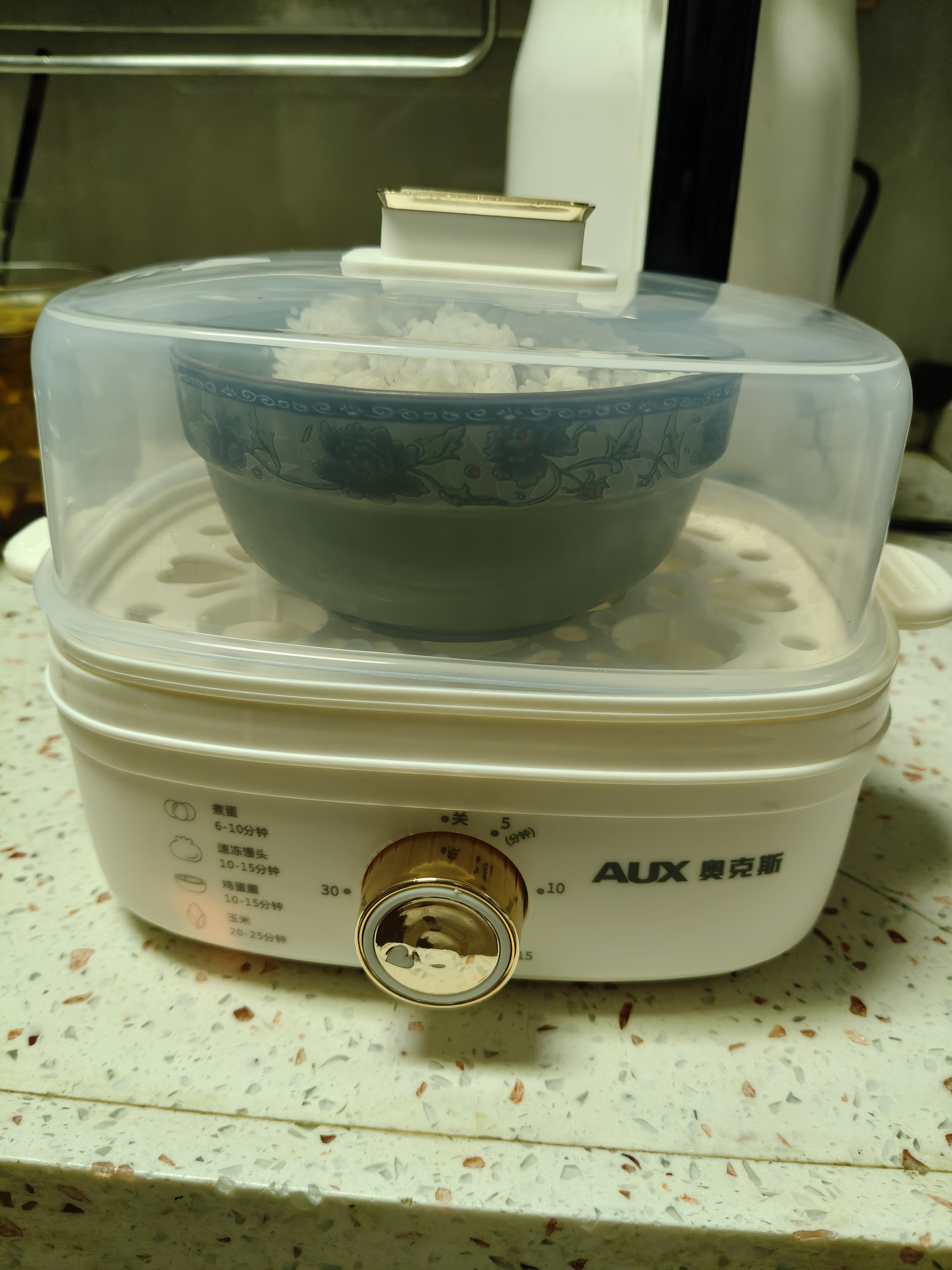 奥克斯（AUX）煮蛋器 蒸蛋器自动断电防干烧电蒸锅 可定时单层小型早餐蒸锅【配蒸碗】AZD-2418AZX-42 实拍图