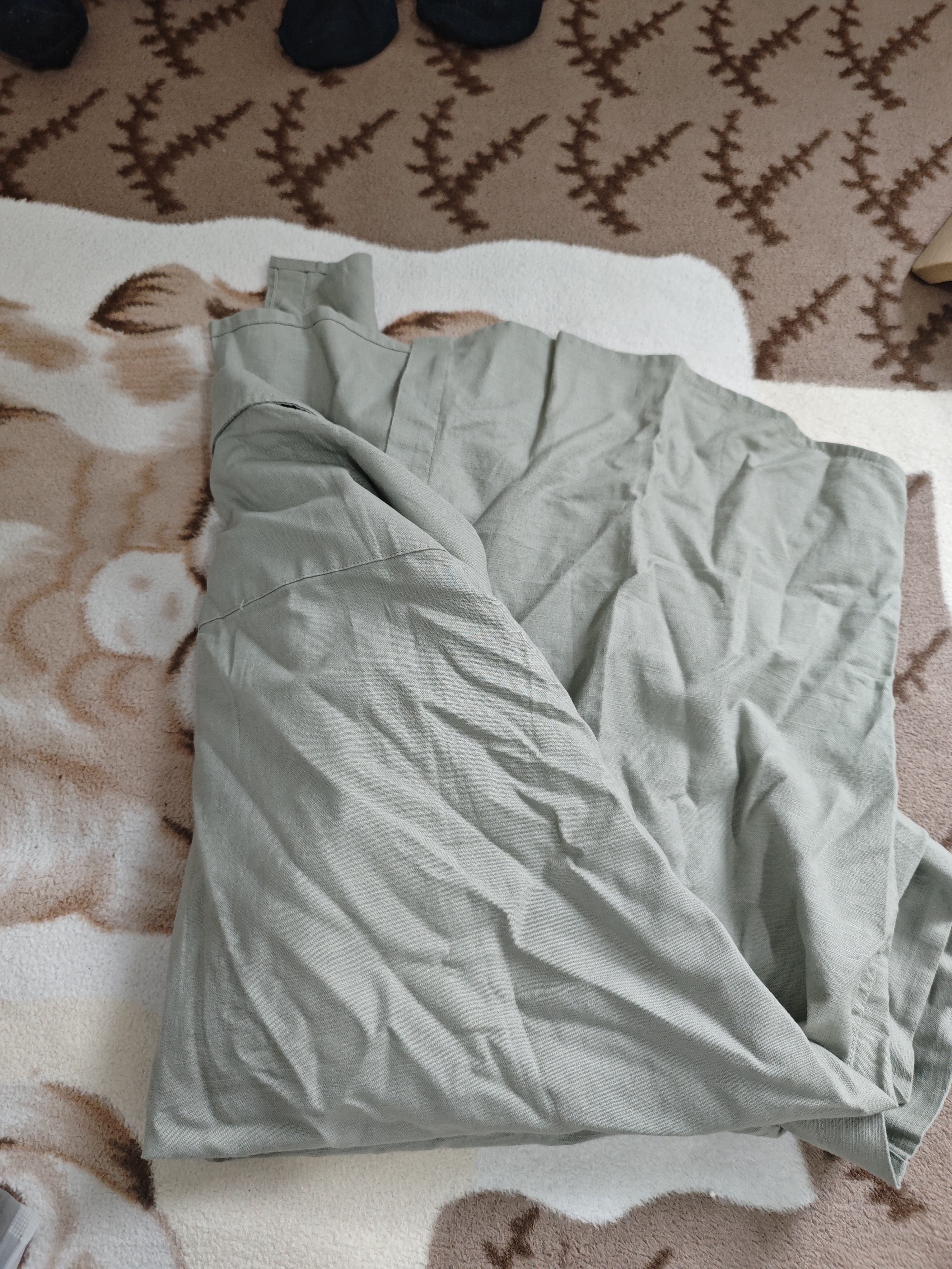 罗蒙（ROMON）含亚麻短袖衬衫男装夏季薄休闲宽松大码棉麻上衣日系衬衣半袖外套 绿色 XL 实拍图