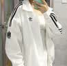 adidas复古风休闲梭织立领夹克外套男女秋季阿迪达斯官方三叶草   亮白   M 实拍图