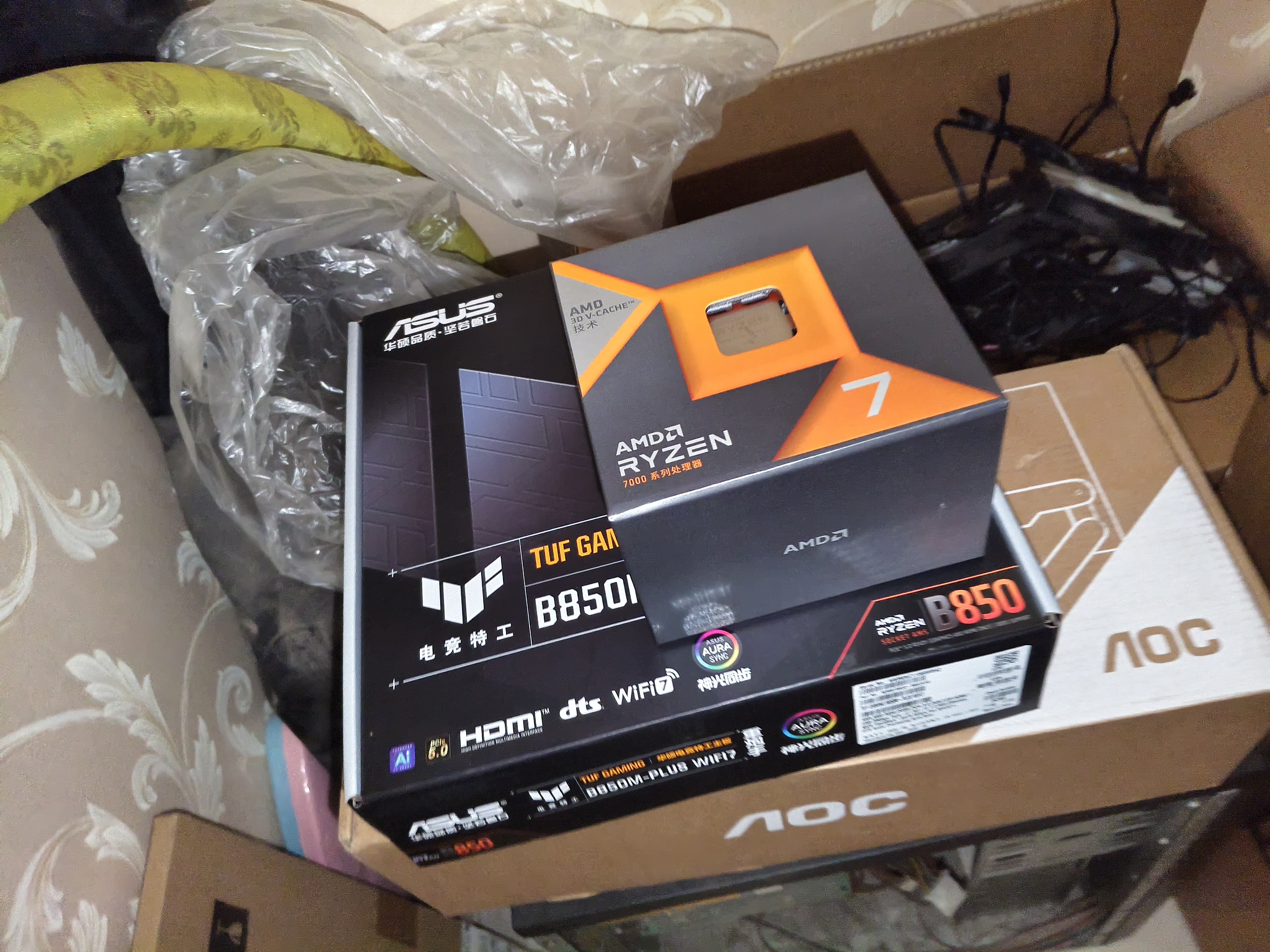 华硕TUF GAMING B850M-PLUS WIFI7重炮手主板+AMD 锐龙7  7800X3D CPU  主板+CPU套装 实拍图