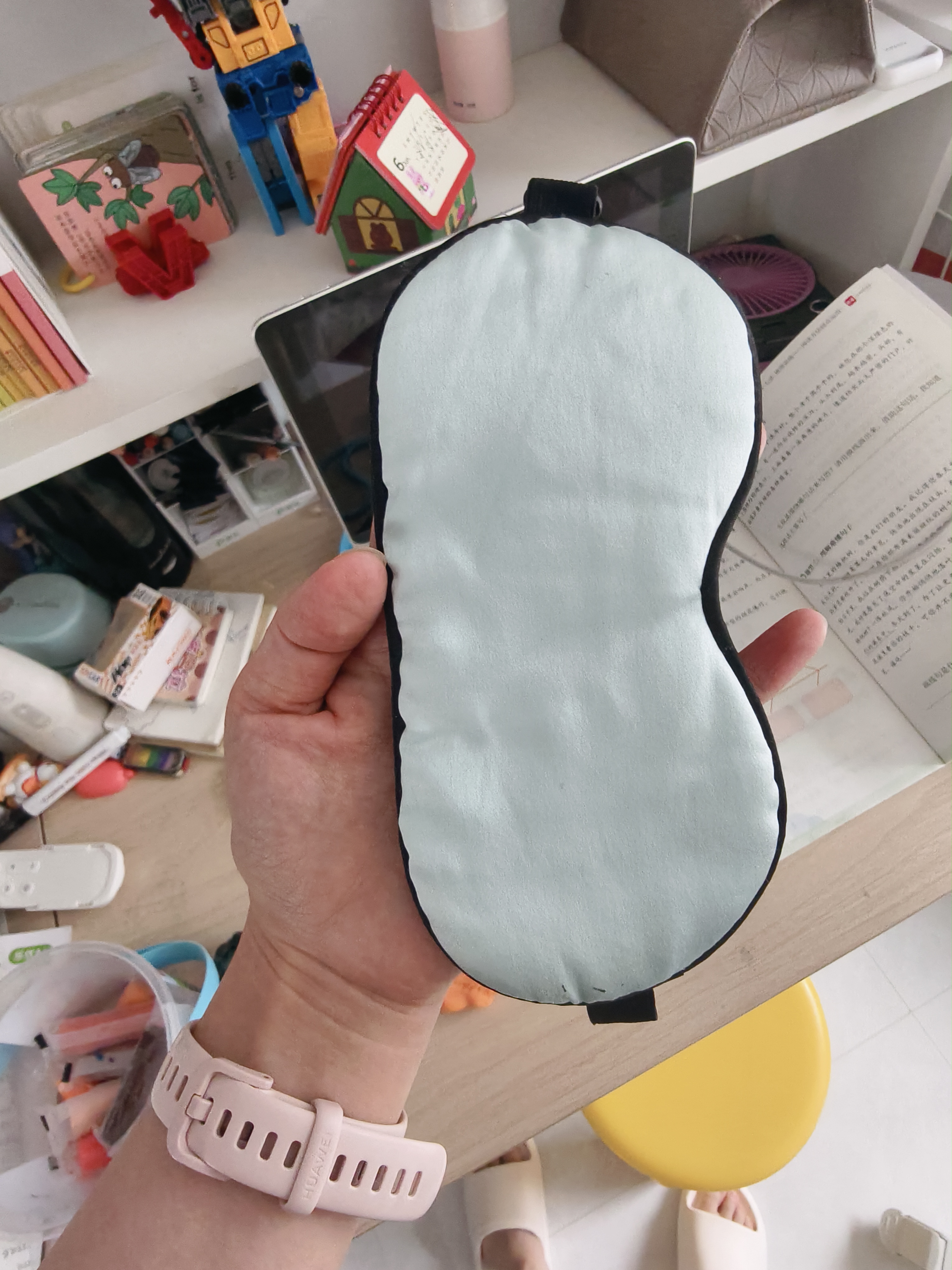 宜家依儿童小学生睡眠专用真丝眼罩遮光可调节午睡觉桑蚕丝午睡  浅天蓝 实拍图