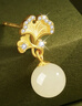 珍尚银中国黄金银杏耳钉环坠饰女轻奢2026新款S925和田玉送女友生日礼物 实拍图