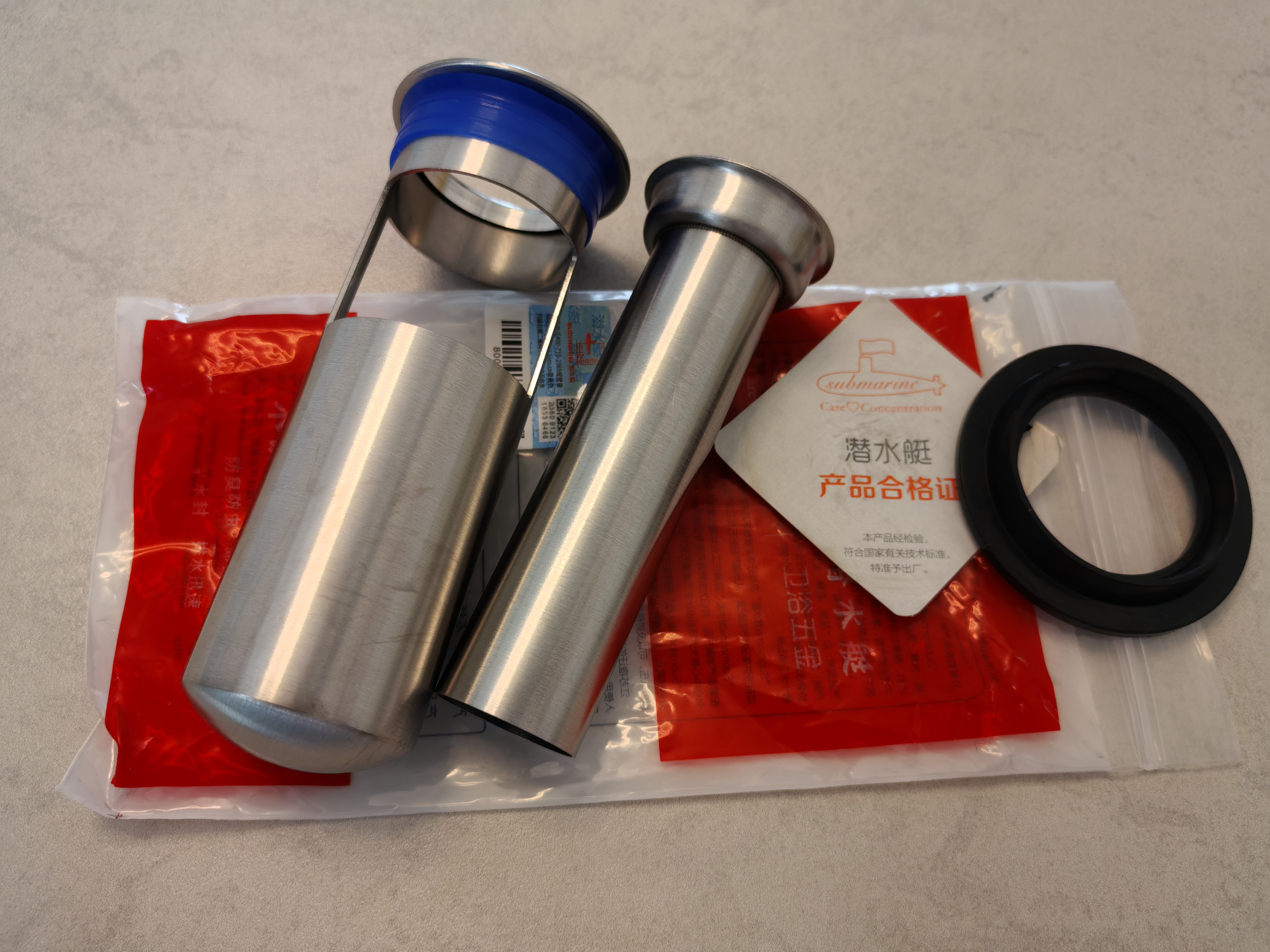 潜水艇（Submarine）FCQ-1不锈钢防臭地漏内芯深水封U型 加厚不锈钢地漏内芯（长款） 实拍图