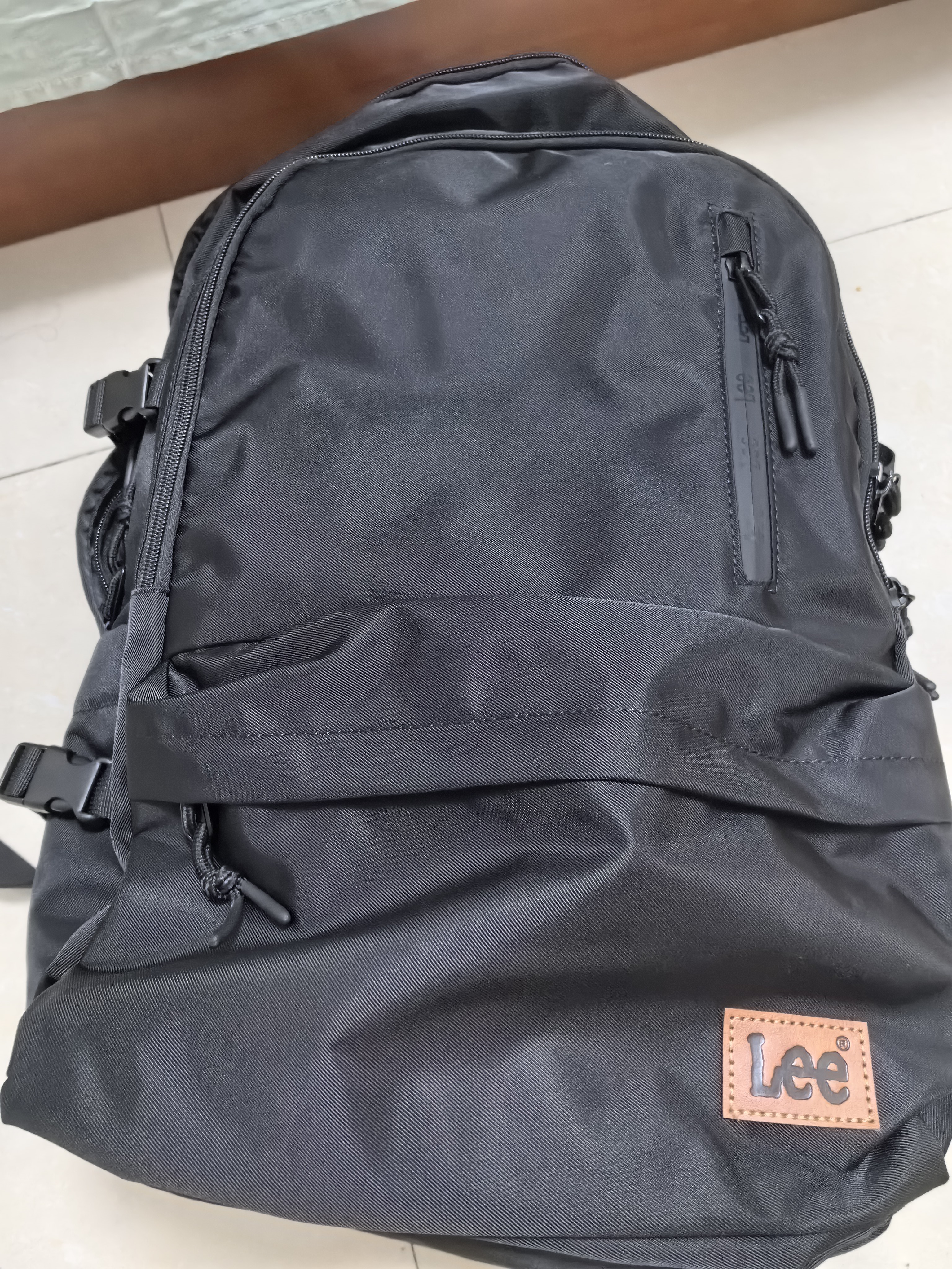 Lee潮流双肩包男高中大学生书包女休闲背包大容量旅行初中电脑包黑色 实拍图