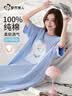 都市丽人睡裙女士睡衣女100%纯棉夏季宽松印花口袋短袖圆领可外穿粉色XL 实拍图