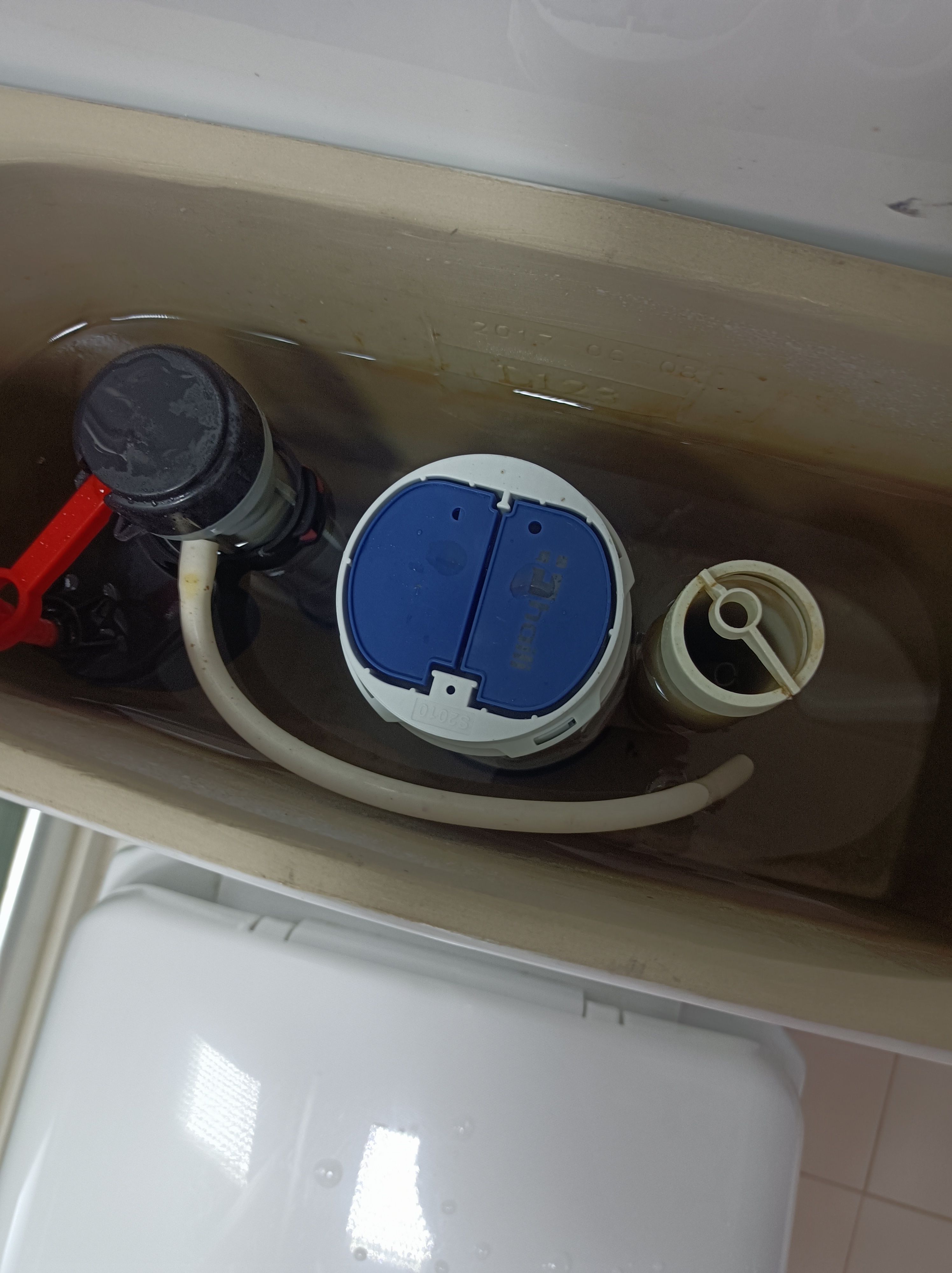 海立通用马桶水箱配件排水阀老式连体抽水坐便器ABS进出冲水阀SJ26蓝 实拍图