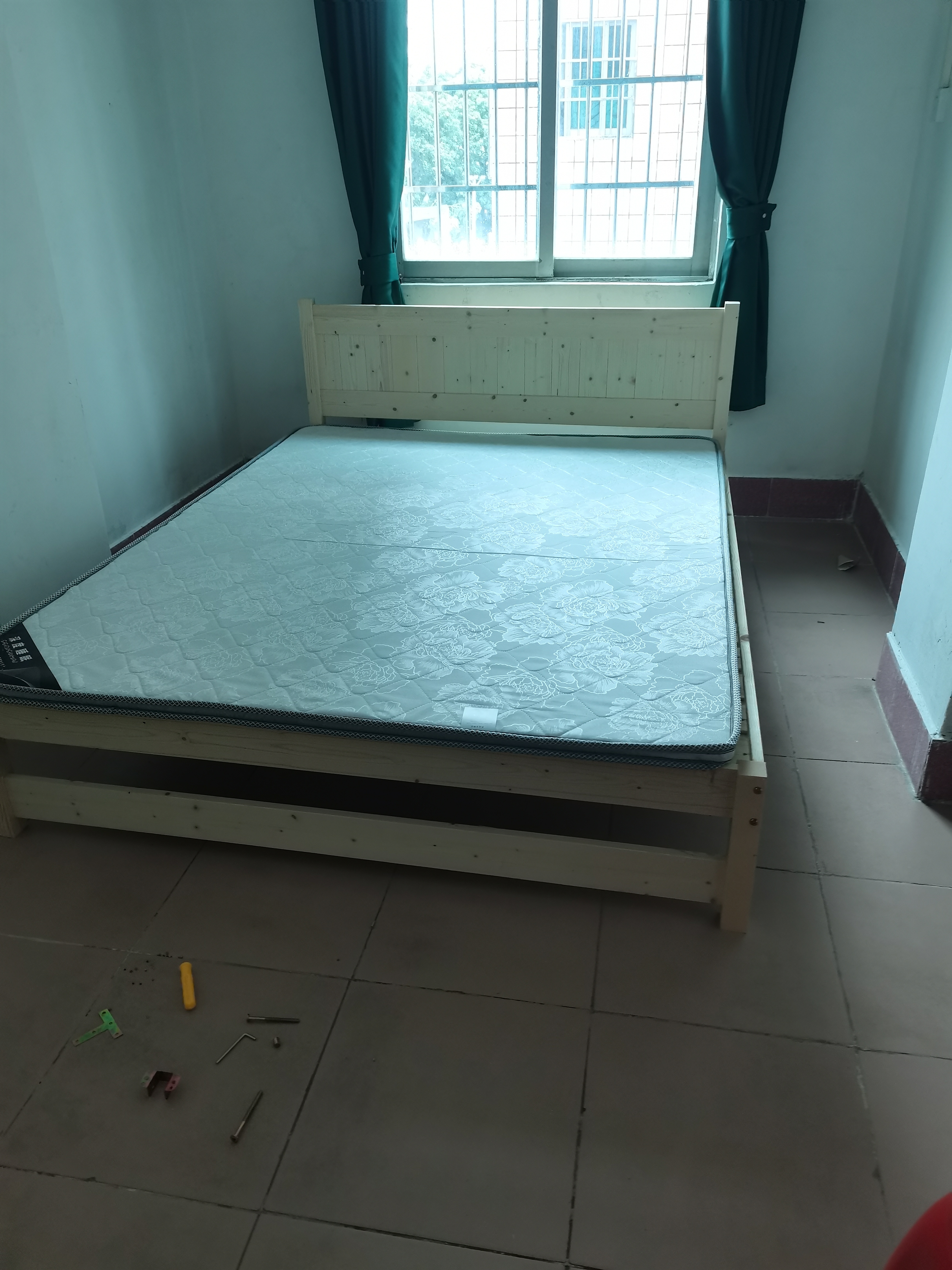 零树 实木床主卧双人床家具【包安装】 1.5m*2m床+5cm椰棕床垫 JY-004 实拍图