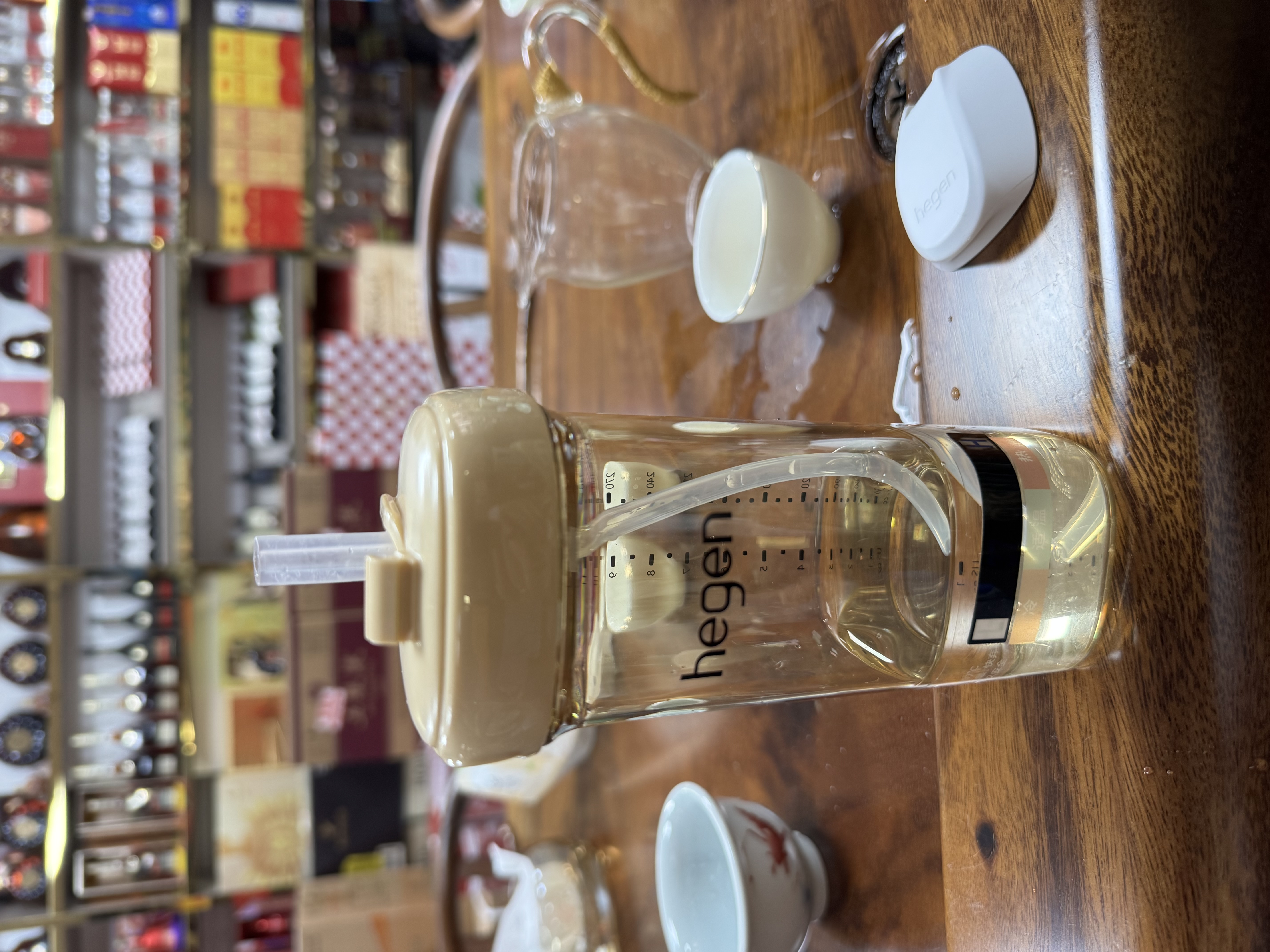 HEGEN海格恩吸管杯奶瓶1-3岁PPSU儿童学饮杯直饮喝水瓶吸管杯330ml金色 实拍图