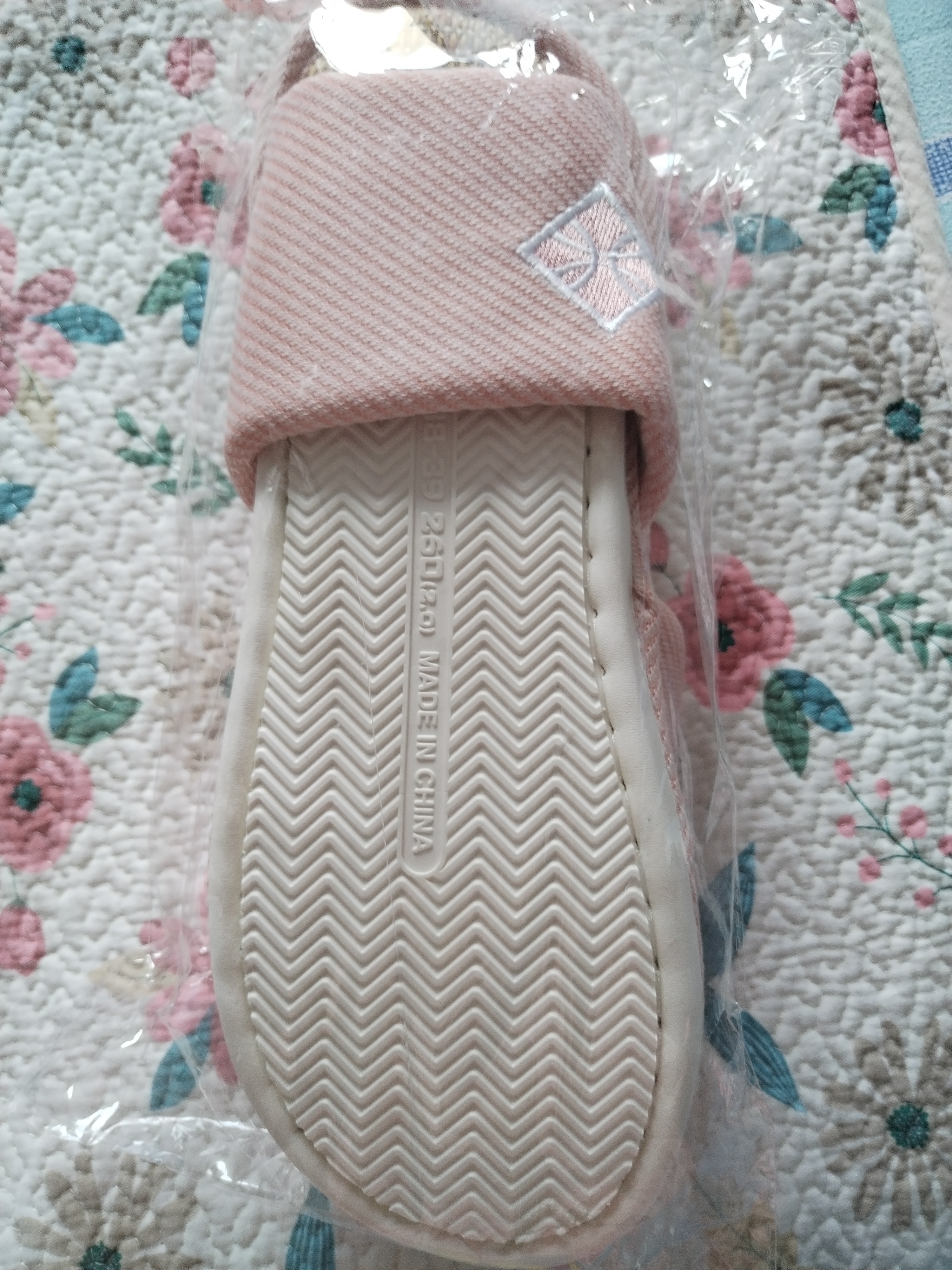 俞兆林亚麻棉麻拖鞋男女条纹轻便简约居家四季拖鞋 YR008 粉色 38/39 实拍图