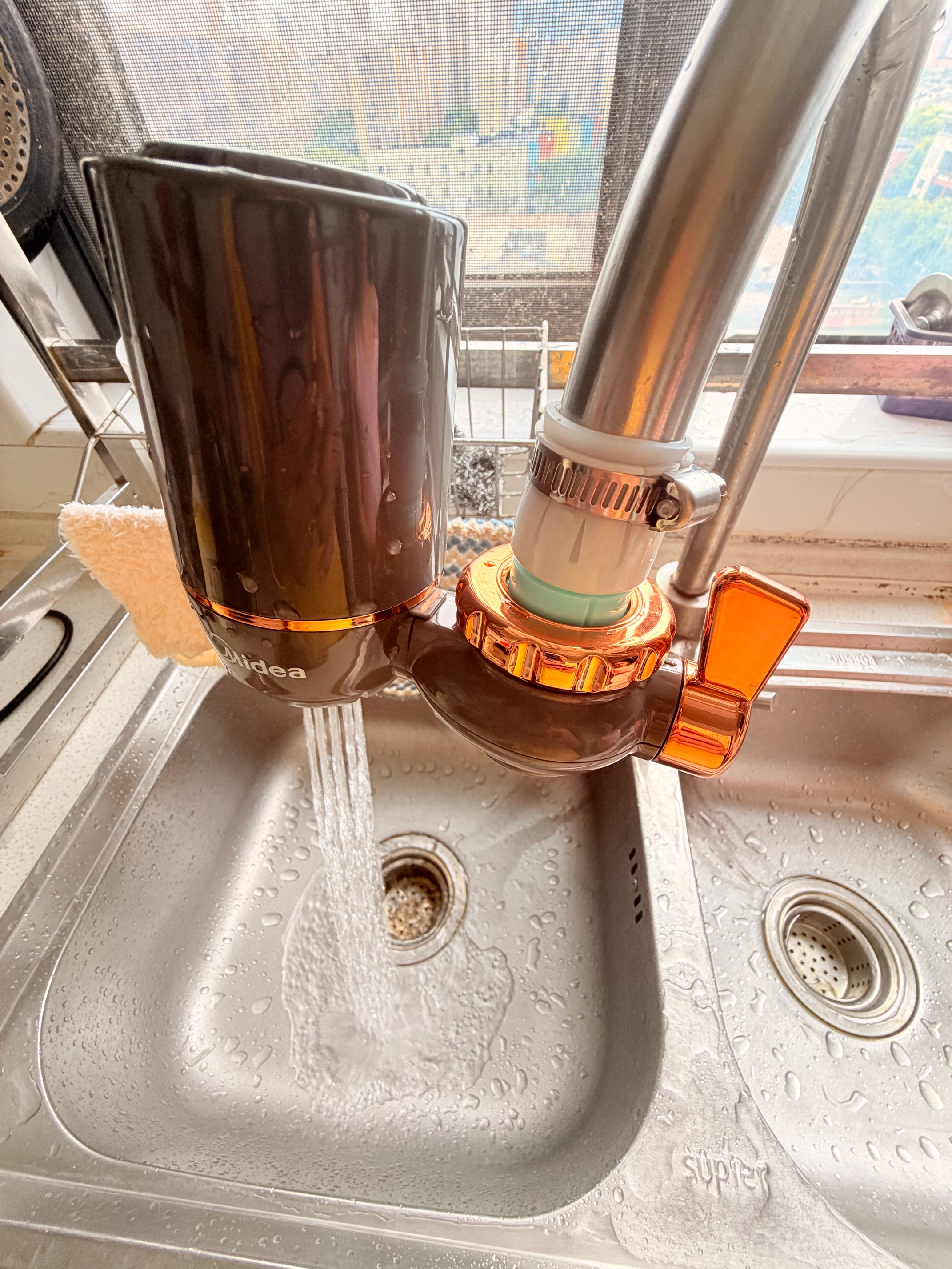 美的（Midea）净水器水龙头过滤器家用自来水滤水器直饮前置过滤器厨房卫生间通用除水垢除余氯双出水可清洗滤芯 一机五芯【四年免换芯】 实拍图