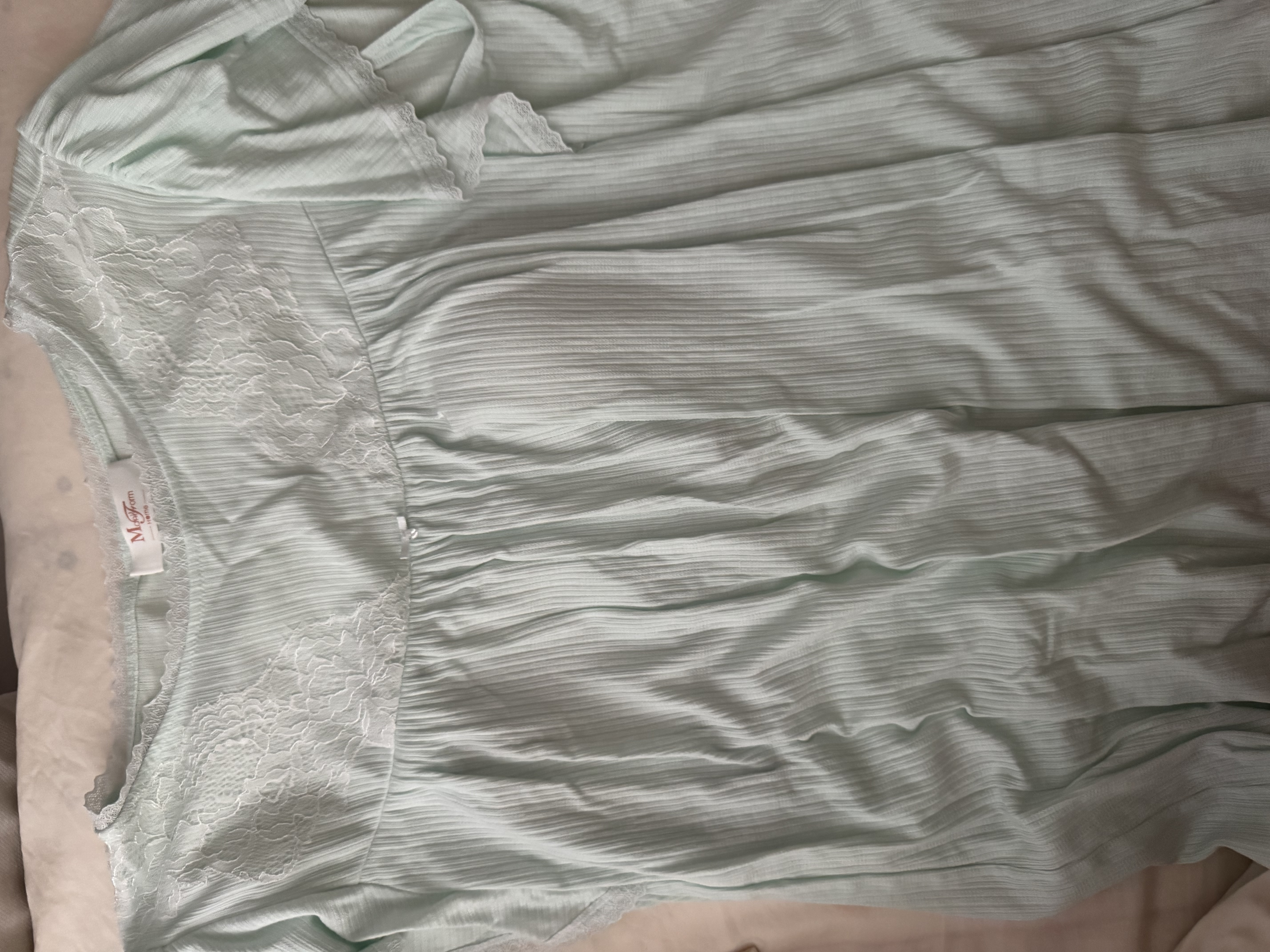 曼妮芬【带胸垫】女家居服性感蕾丝亲肤V领飘袖莫代尔睡衣套装可外穿 090 紫色 L 165/92A-165/76A 实拍图