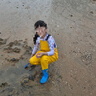臻佑（Grsaed）儿童下水裤户外玩水服捉鱼赶海半身涉水裤连体鞋防水沙滩淡粉34码 实拍图