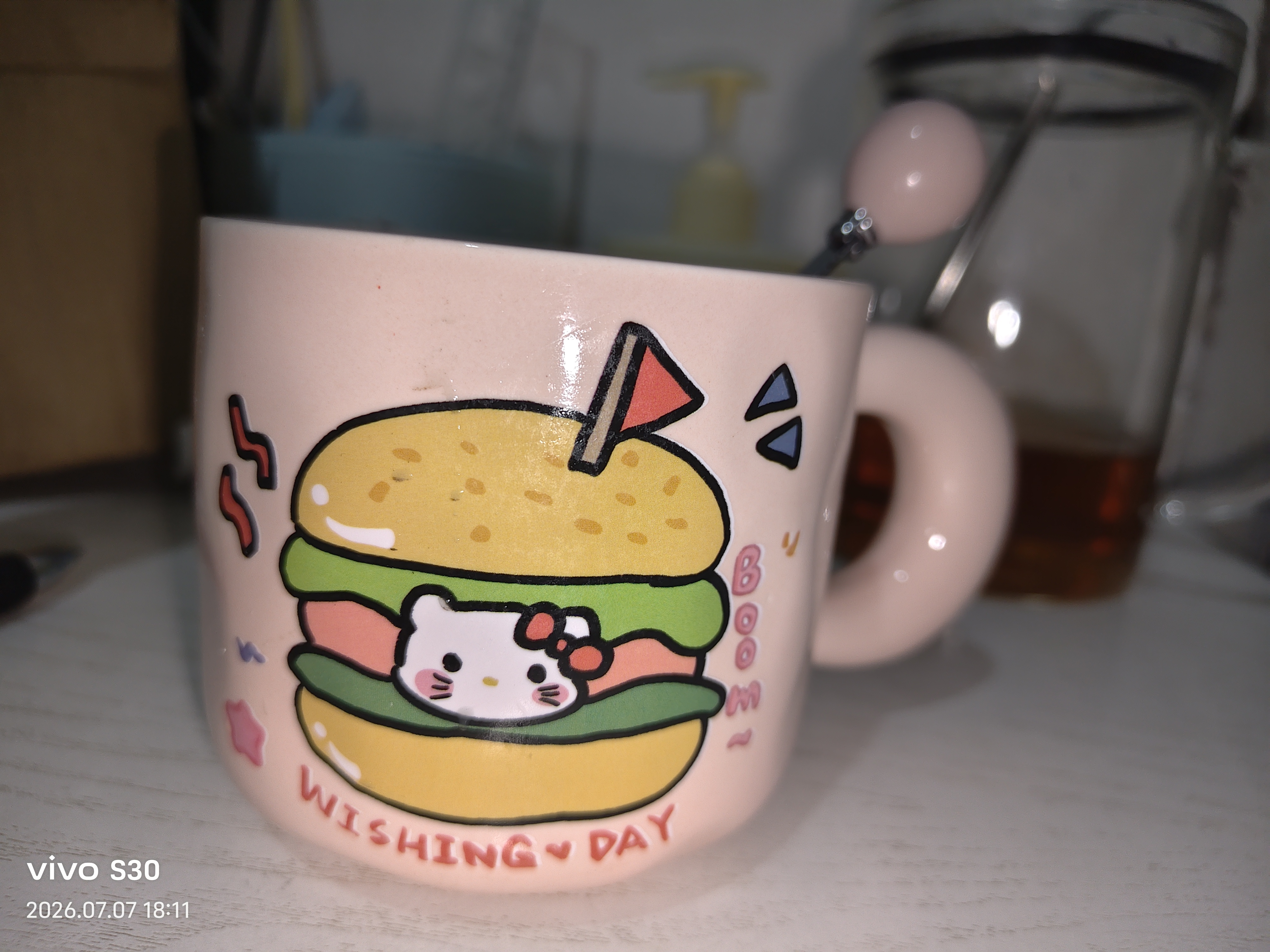 可爱fufu生日蛋糕马克杯带盖勺陶瓷杯送女生高颜值有意义生日礼物 汉堡生日蛋糕杯+勺1个350ml 实拍图