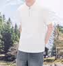 gxgjeans男装半拉链宽松华夫格休闲短袖t恤男26夏新品 白色 M (170) 实拍图