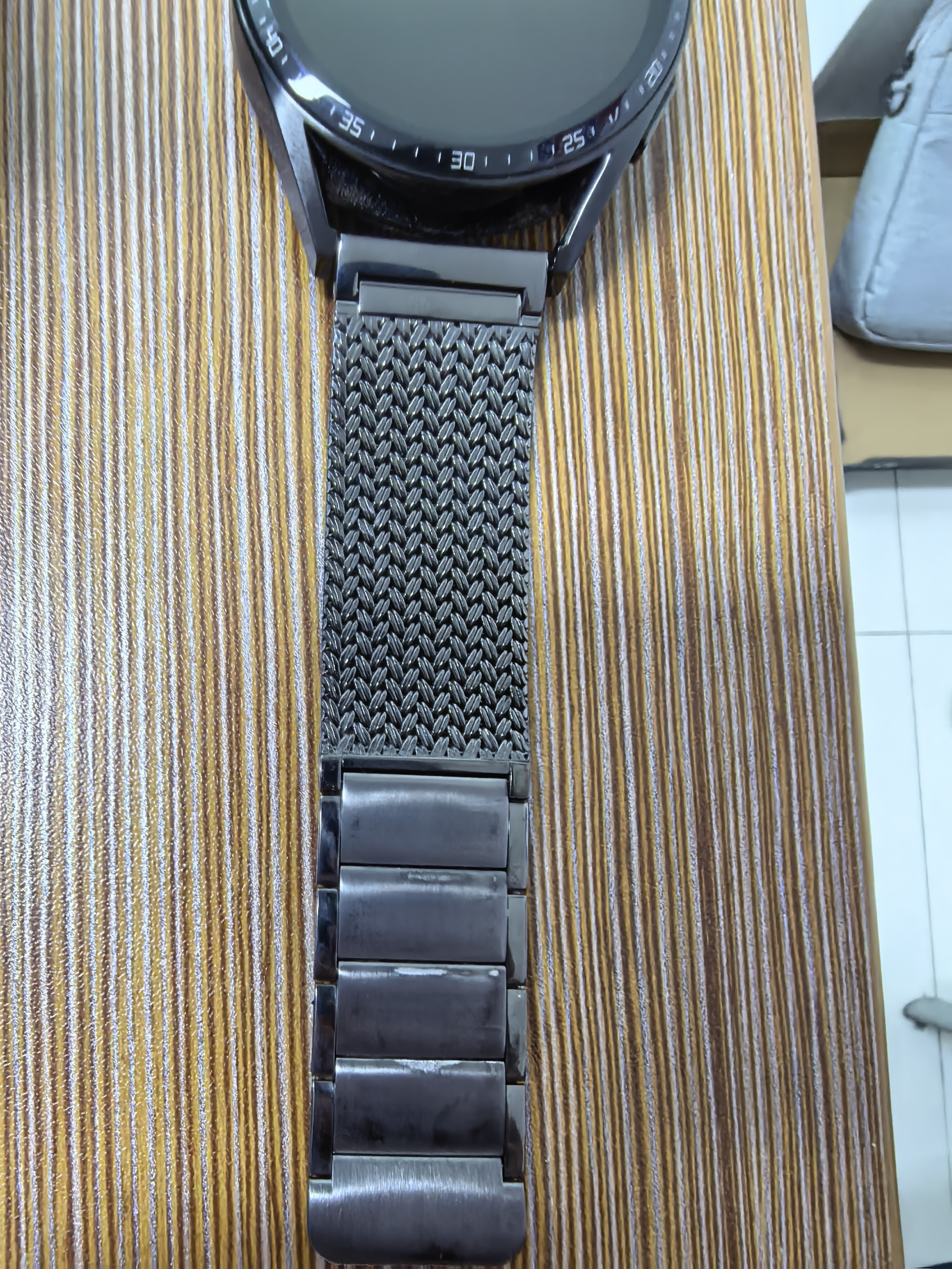 竞技者适于华为手表watch4/Pro表带watch3pro/GT5/GT4/GT3/GT6磁吸钛金属不锈钢手表带男款高级46/48 钛灰黑-编织链式22mm接口 实拍图