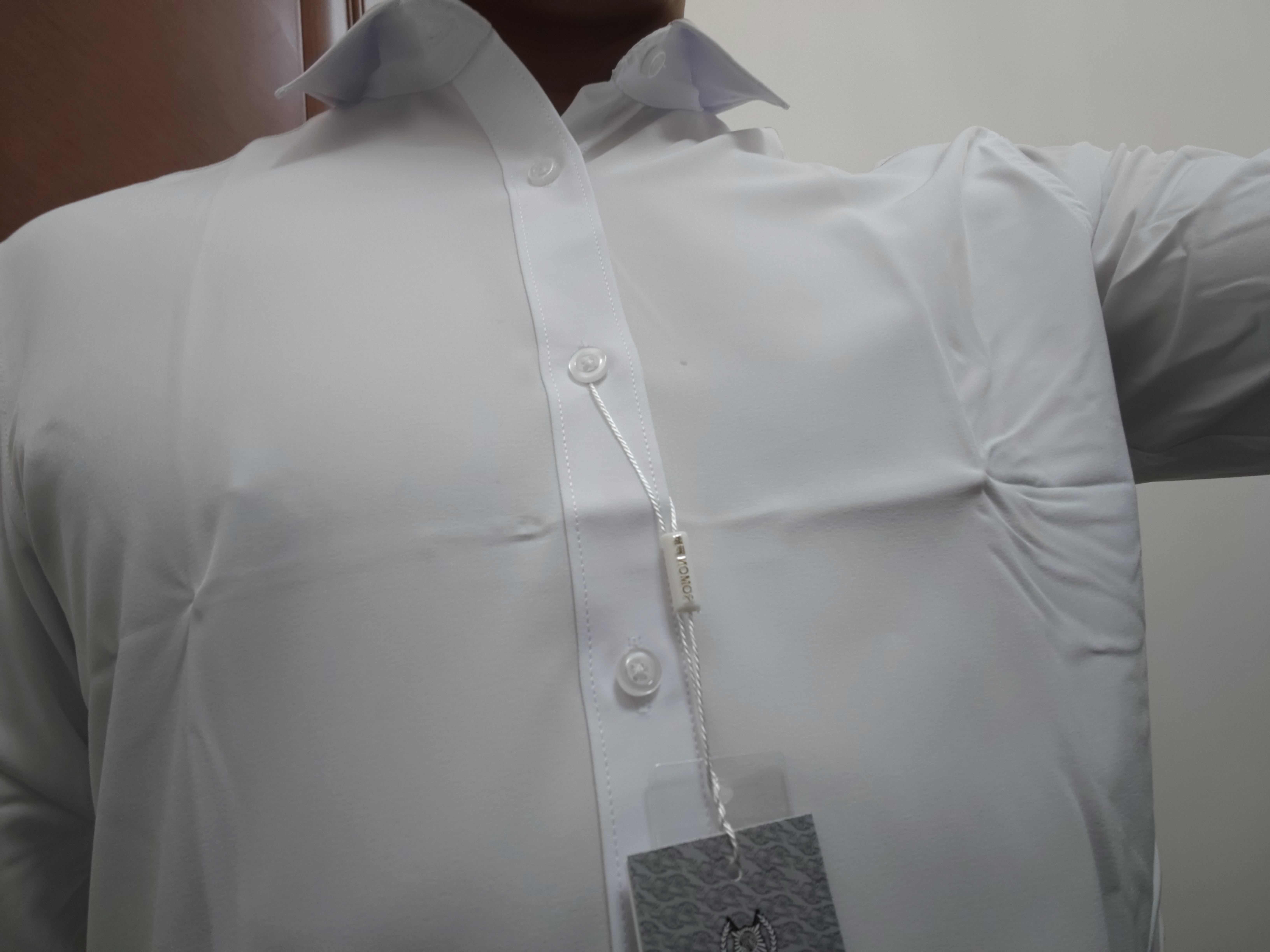 罗蒙长袖衬衫男士纯色商务休闲职业正装工装外套白衬衣男装 白色 41  实拍图