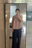 MUJI 女式汉麻水洗七分袖罩衫女士衬衫衬衣内搭女装春季上衣 BC2RBA6S 深橙色条纹 M (160/84A) 实拍图