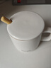 传旗 陶瓷马克杯 带勺盖咖啡牛奶早餐杯办公水杯男女茶杯 描金白400ml 实拍图