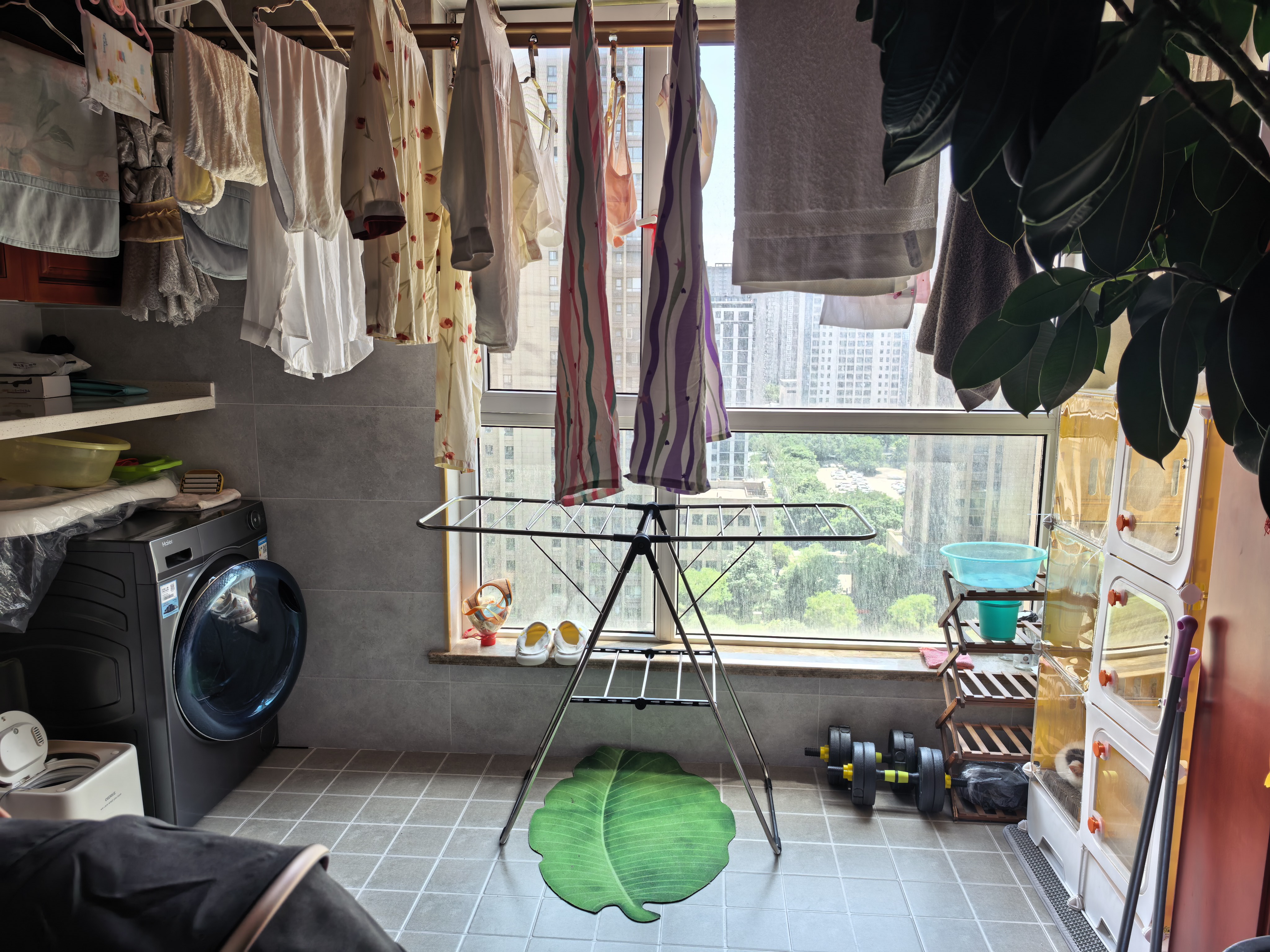 欧润哲 晾衣架落地翼型阳台晒衣架折叠挂衣架室内晾衣杆阳台晒被架121cm 实拍图