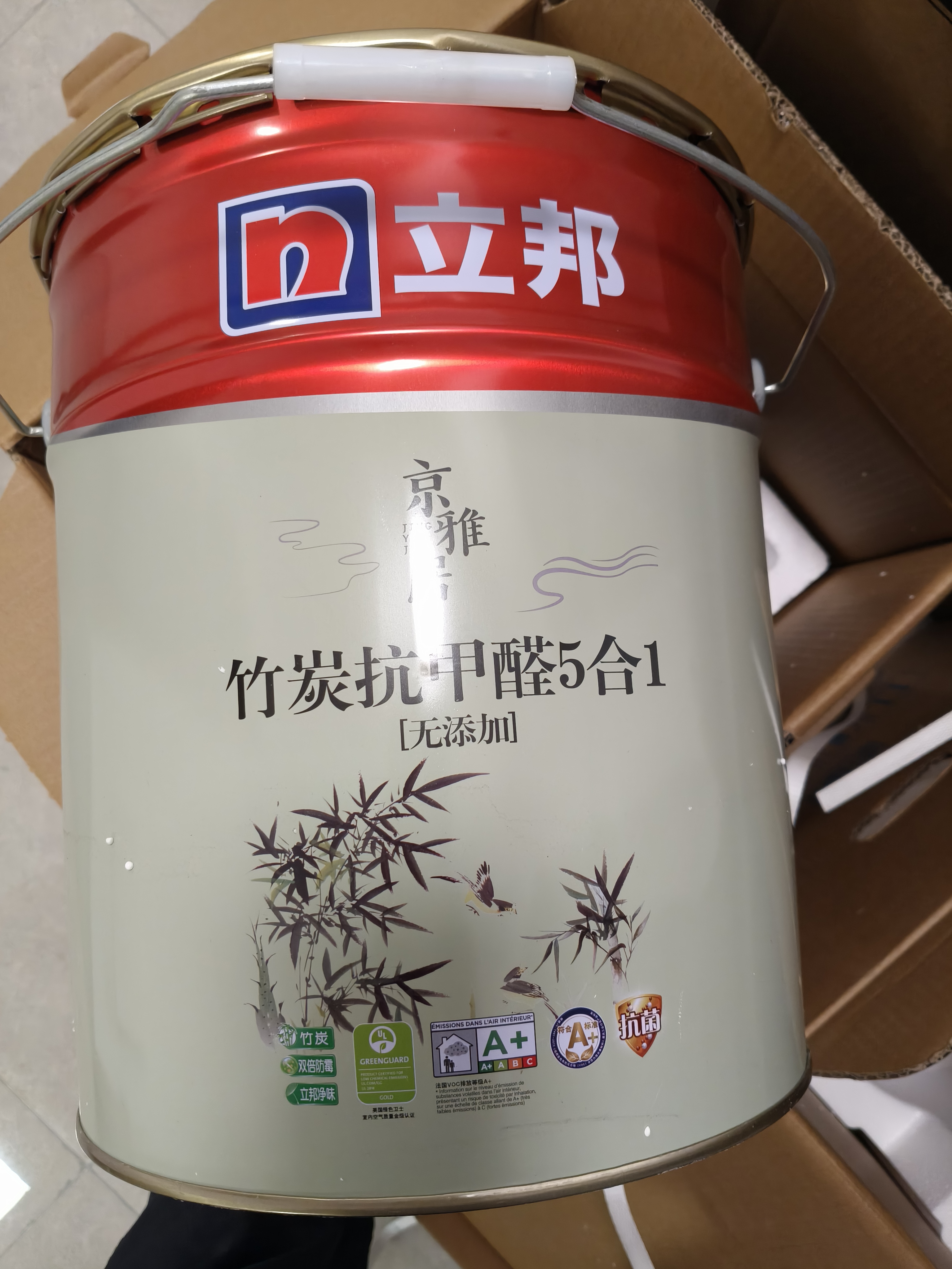 立邦乳胶漆京雅居竹炭抗甲醛防霉净味五合一油漆内墙漆白漆18L/约25kg 实拍图