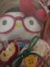 三丽鸥（SANRIO）可爱正版hellokitty包包挂件毛绒公仔钥匙扣小玩偶书包挂饰哈喽kt 正版kt猫眼镜款-【草帽苹果泡泡裙】(红色挂绳+爱 实拍图