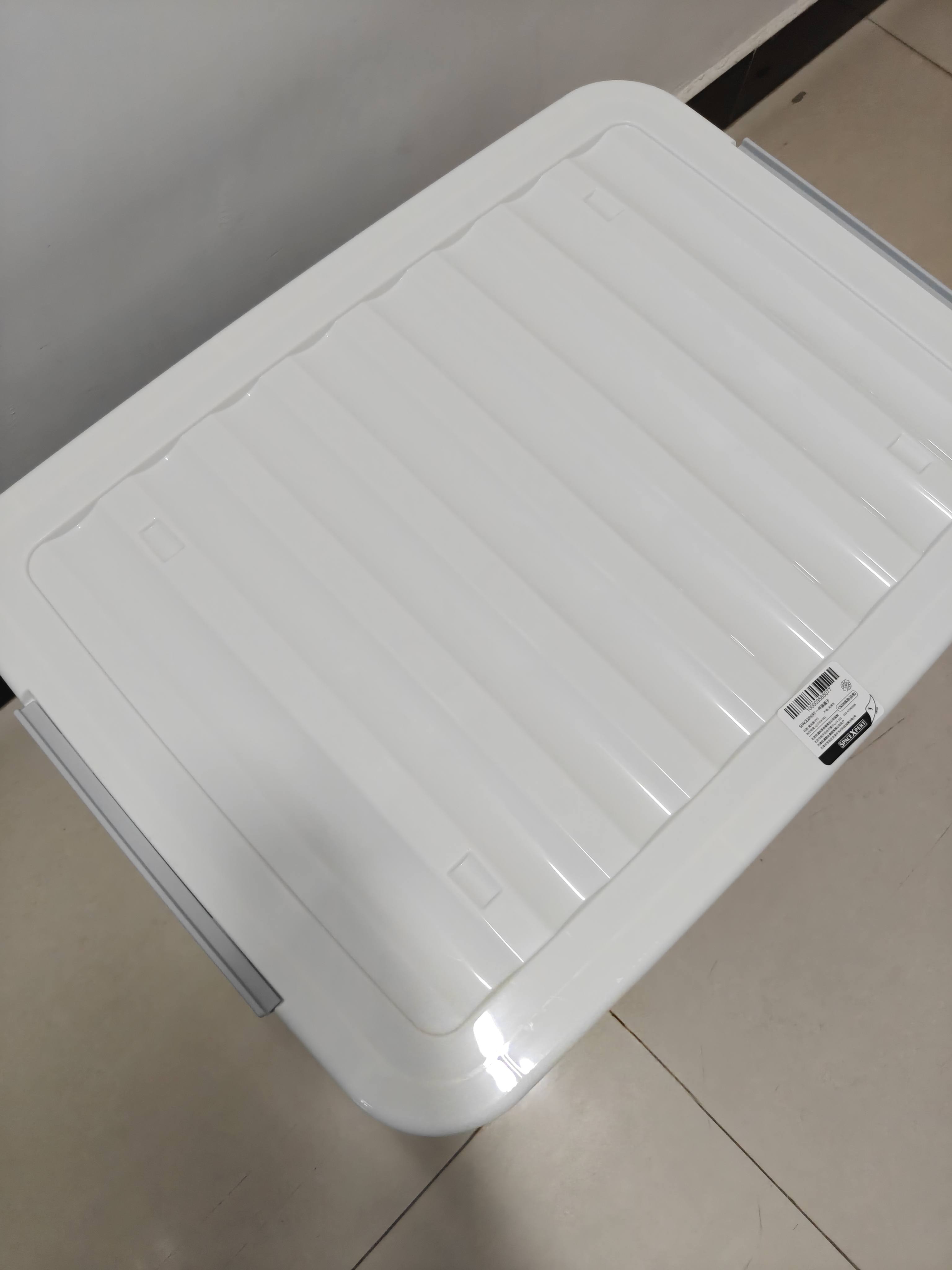 SPACEXPERT 衣物收纳箱特大号塑料整理箱车载储物箱60L蓝色 1个装 带轮 实拍图