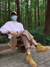 H8马丁靴头层牛皮情侣男女真皮户外登山鞋子高帮大黄靴英伦风工装靴 黄棕色 42 -男 实拍图