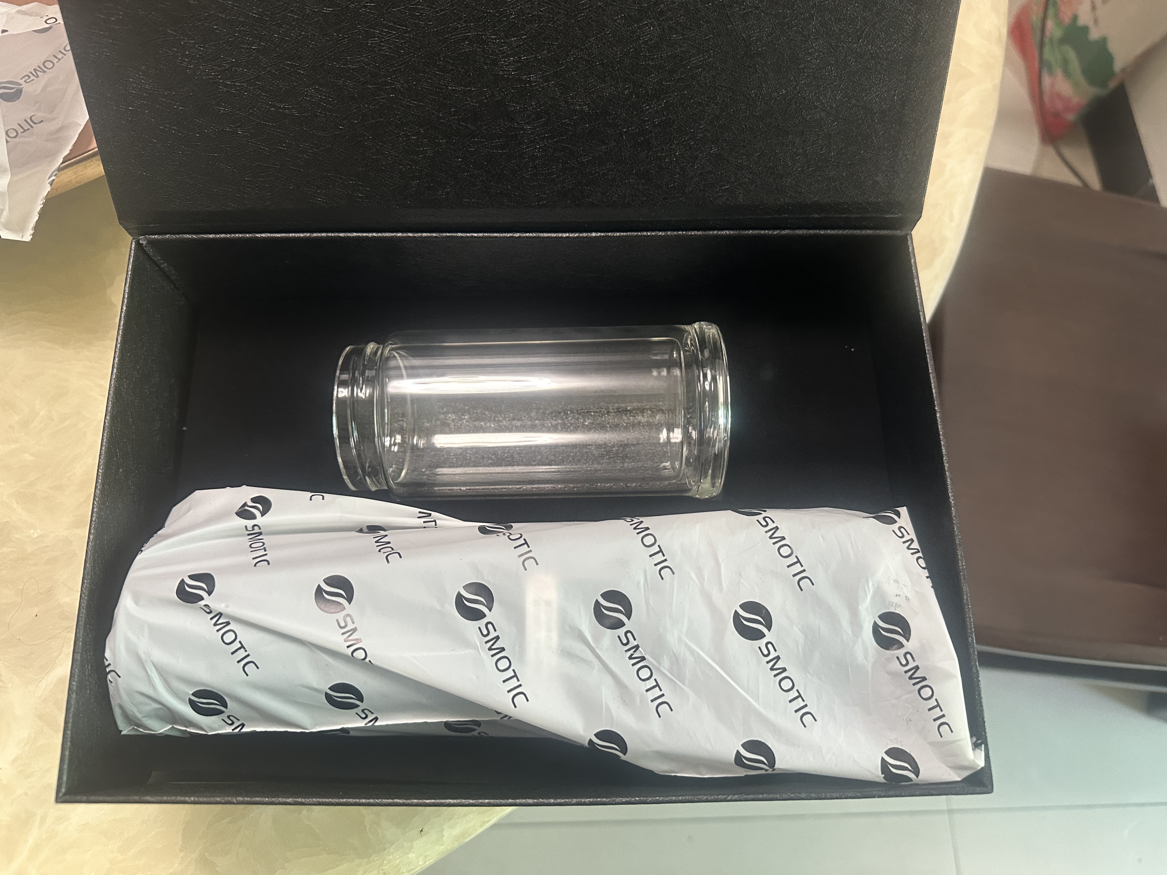 水莫停茶水分离保温杯316不锈钢泡茶男女士送老师双层玻璃杯子礼盒包装 商务黑500ml+双层玻璃杯身 实拍图