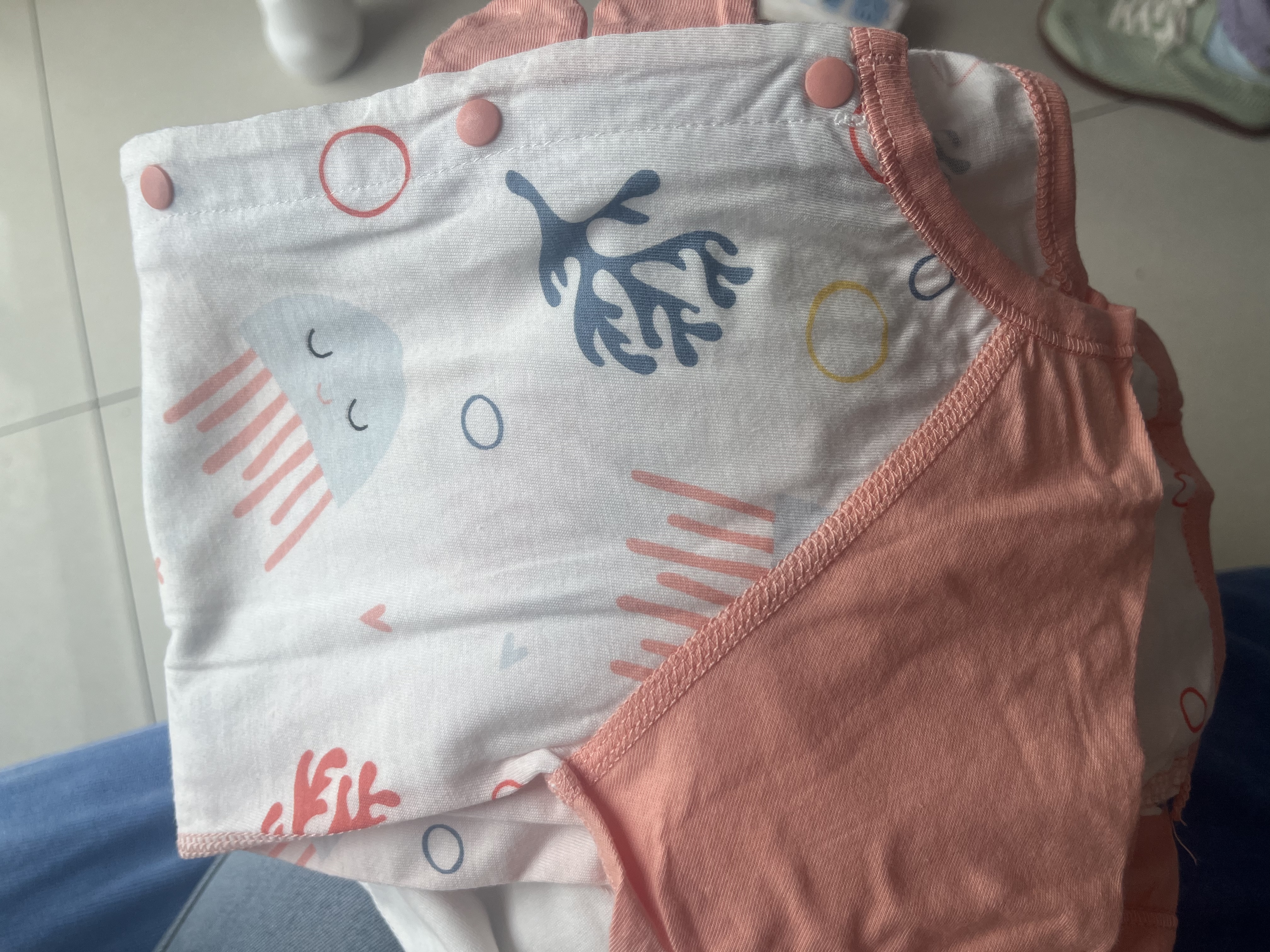舒贝怡2件装婴儿衣服夏季薄款新生儿连体衣短袖哈衣儿童爬服粉色80CM 实拍图