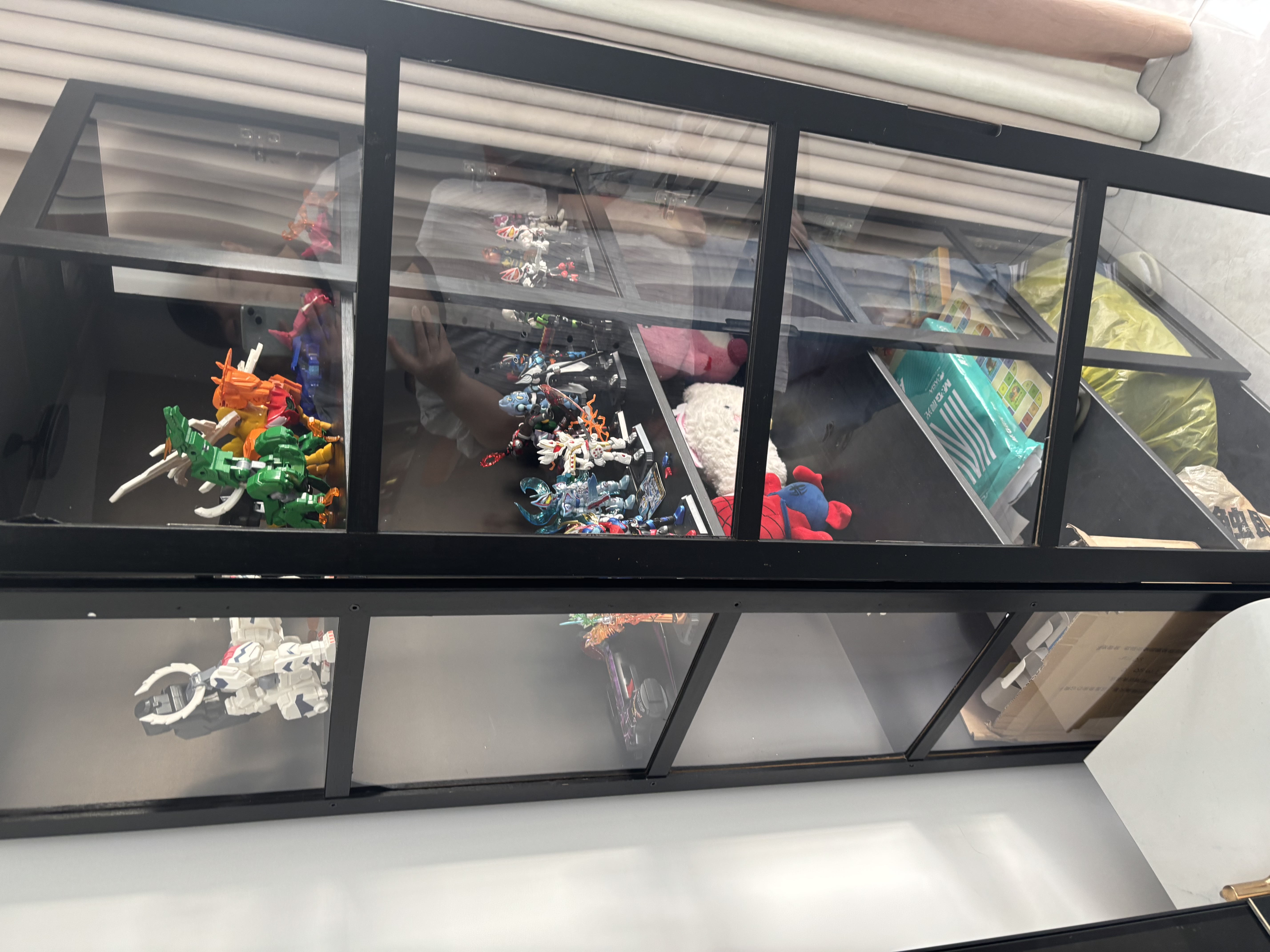 木马人手办展示柜乐高亚克力展示架非玻璃产品货架模型玩具烟柜陈列柜子 【三面透明】黑色五层82长（双门） 实拍图