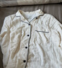 MUJI 女式无侧缝双层纱织长袖睡衣 家居服套装纯棉女装七夕情人节礼物 米白色 M （上装160/84A 下装160/66A） 实拍图
