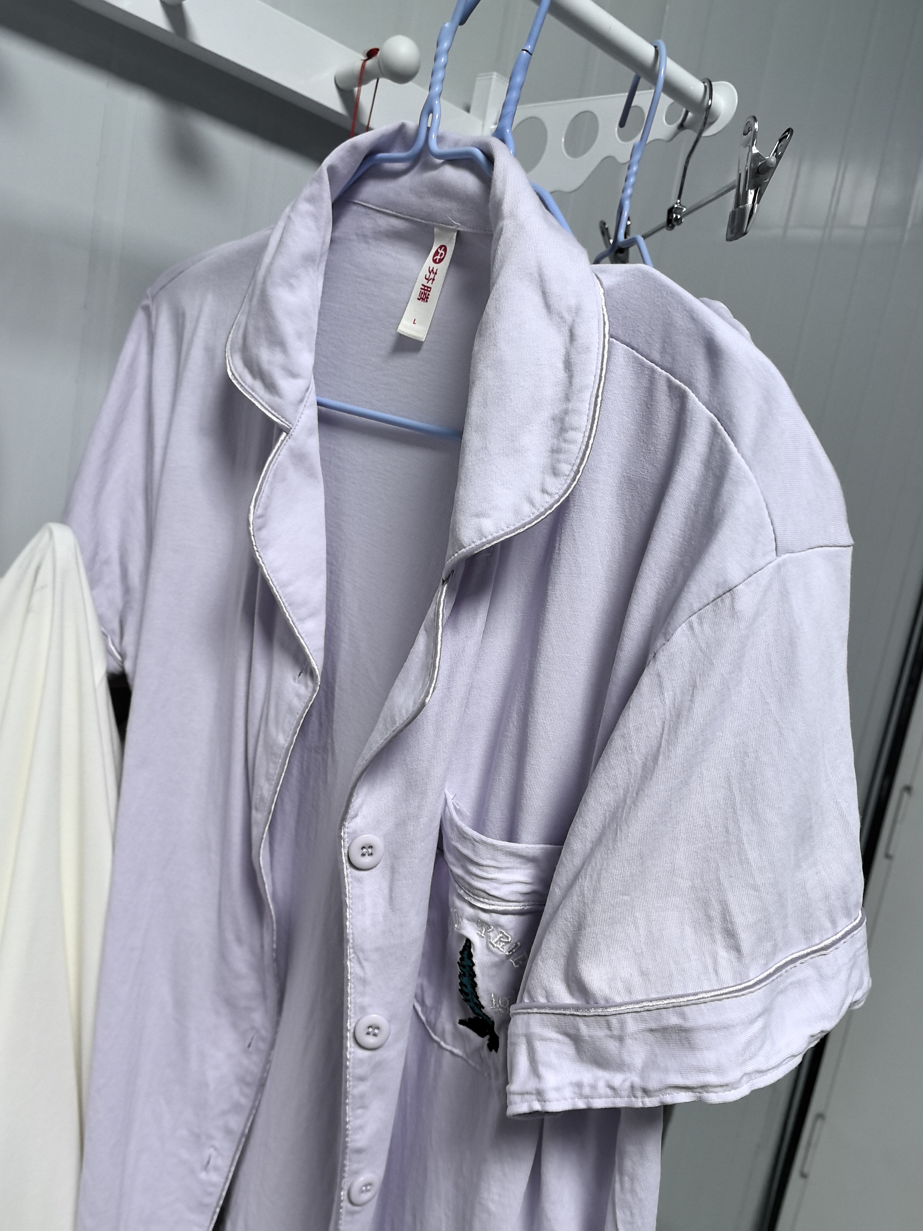 芬腾 情侣睡衣纯棉夏季短袖长裤纯色可外穿家居服套装软棉棉 实拍图