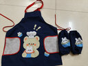 贝瑞加（Babyprints）儿童围裙套装画画衣防水吃饭绘画罩衣反穿衣防溅衣含套袖 深蓝熊 实拍图