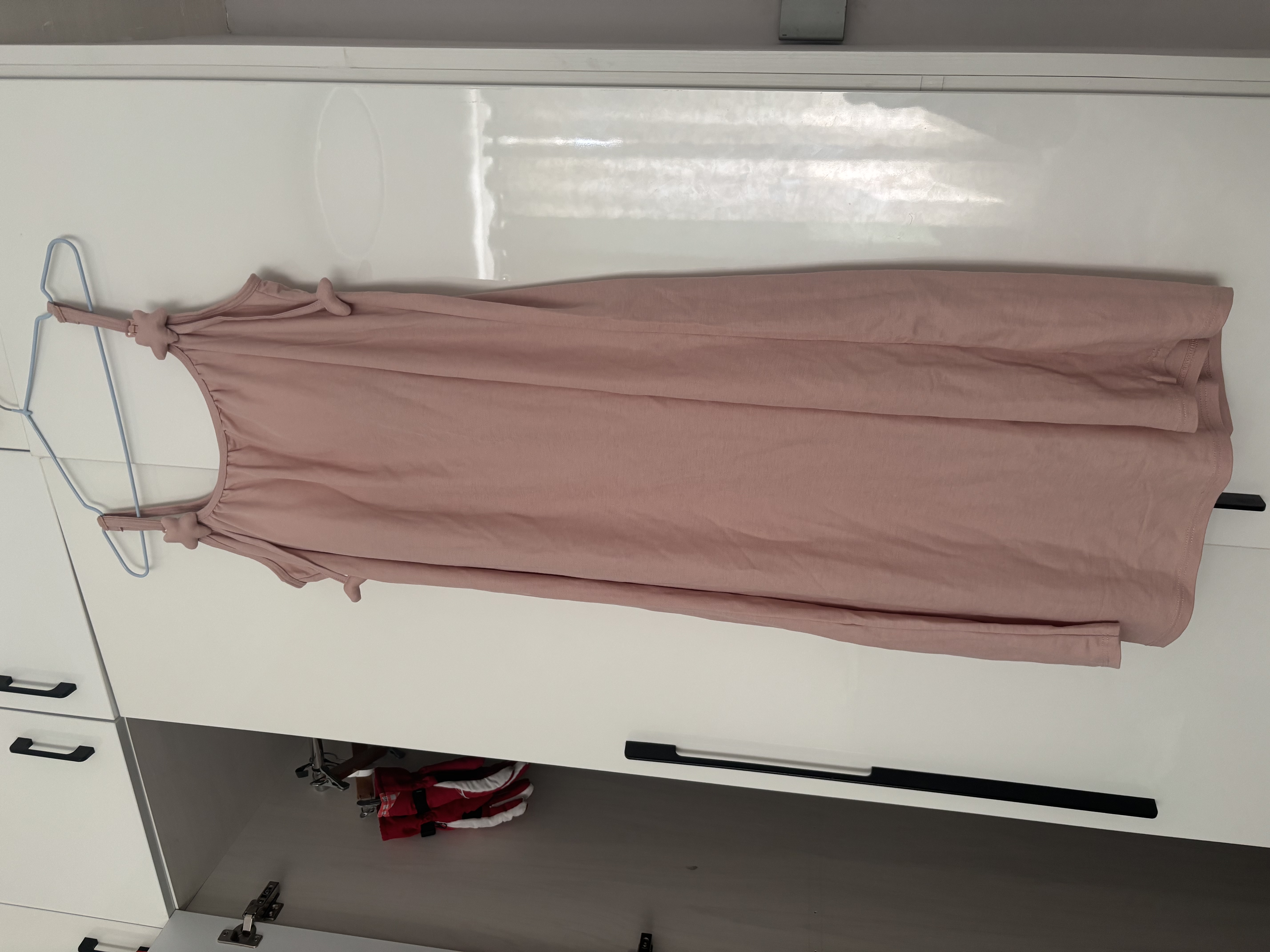 示朵哺乳睡裙带胸垫吊带睡衣宽松喂奶孕妇大码连衣裙待产裙粉XXL 实拍图