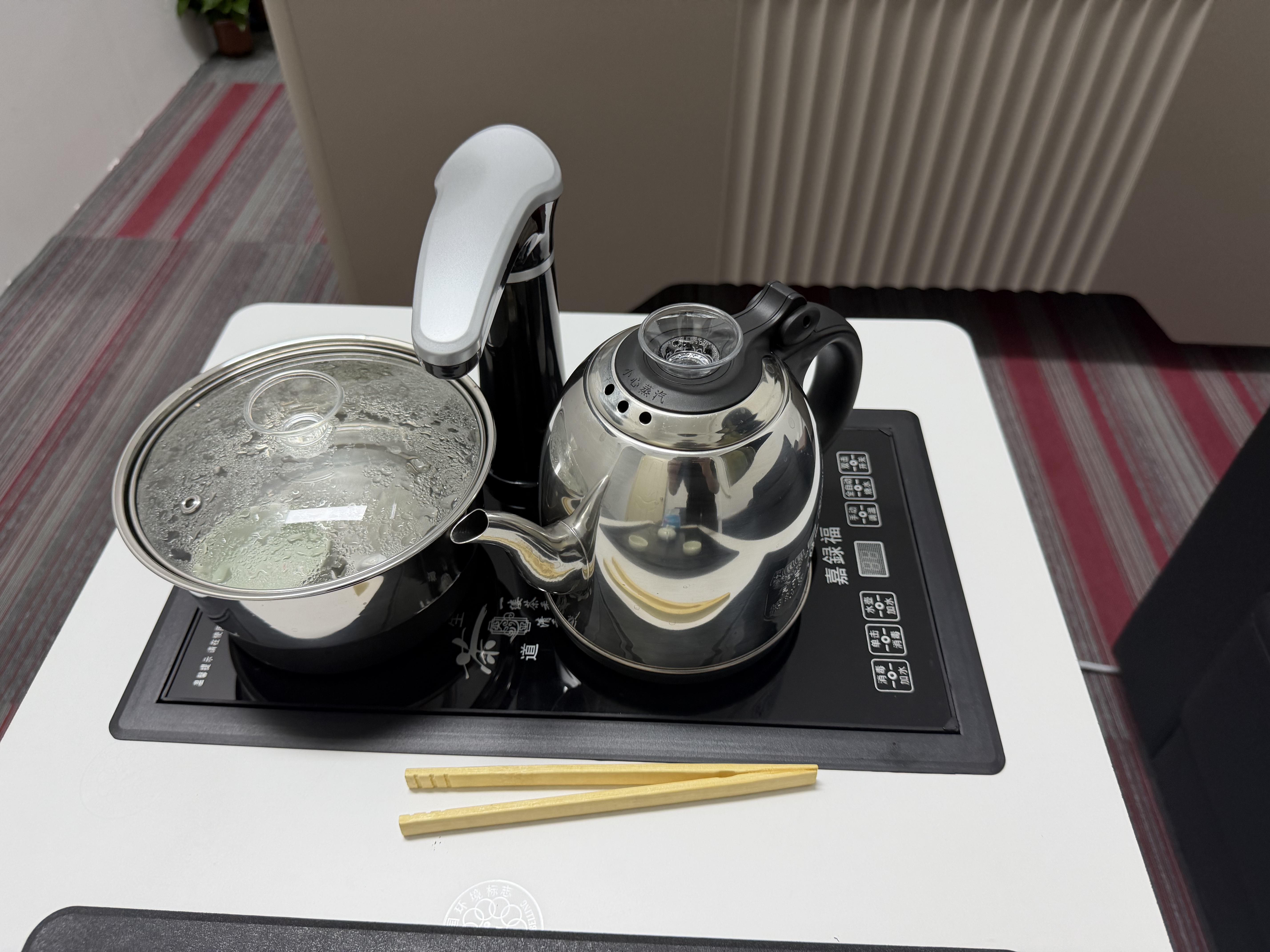 颍逸轩【现货速发】茶几客厅家用办公室功夫茶台烧水壶茶具一体泡茶桌子 黑架+黑色桌面（顶部不锈钢水壶） 长100x宽50x高60【自动泡茶台】 实拍图