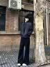 杜小闲cleanfit黑色直筒裤子男款垂坠感高级感弯刀西裤微喇休闲阔腿长裤 黑色 【高品质】 XL 身高175-180cm体重140-155斤 实拍图