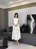 Mandy Zhang法式千金白月光钉珠赫本风白色连衣裙女气质订婚领证小礼服长裙子 月光女神-长款(绉感提花精纺) XS 晒单实拍图