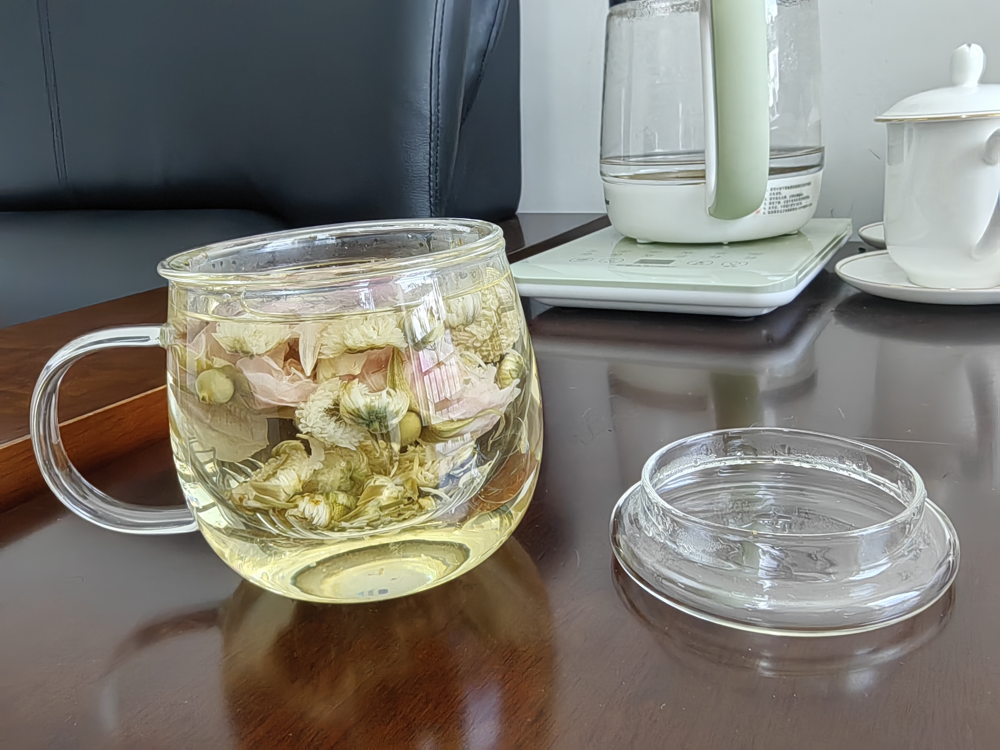 富光花茶杯 男女士茶水分离杯子 双层办公泡茶玻璃杯带把高硼硅水杯 实拍图