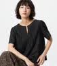 优衣库麻混纺半开领衬衫/短袖女装衬衣487477 09 黑色 2XL 实拍图