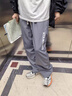 涉影冰丝休闲裤男士夏季薄款运动宽松直筒裤子男速干垂感阔腿长裤大码 黑色 XL （120-140斤） 实拍图