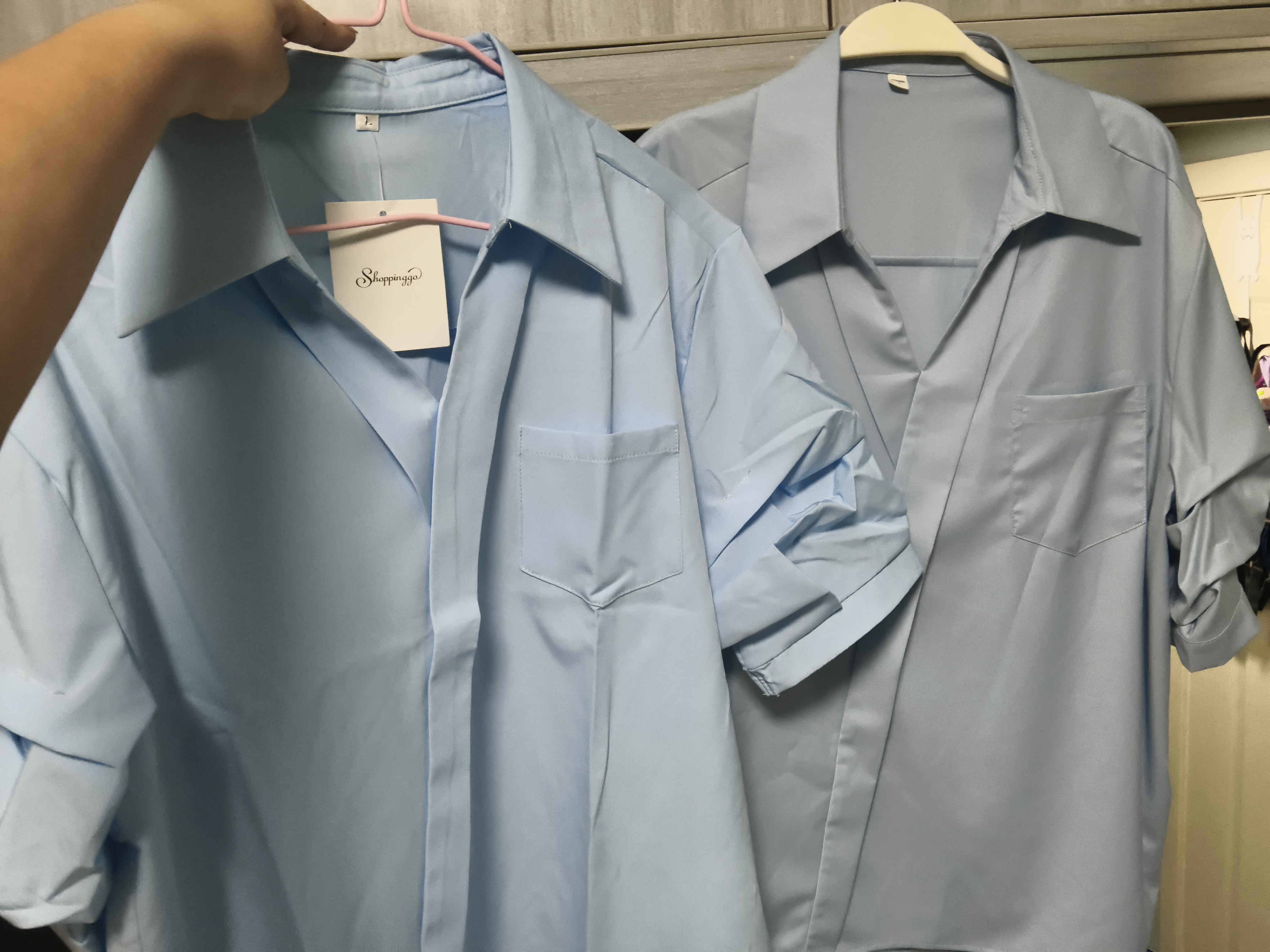伯德小姐蓝色设计感轻奢v领衬衫女夏通勤短袖上衣职业小个子面试衬衣 L 实拍图