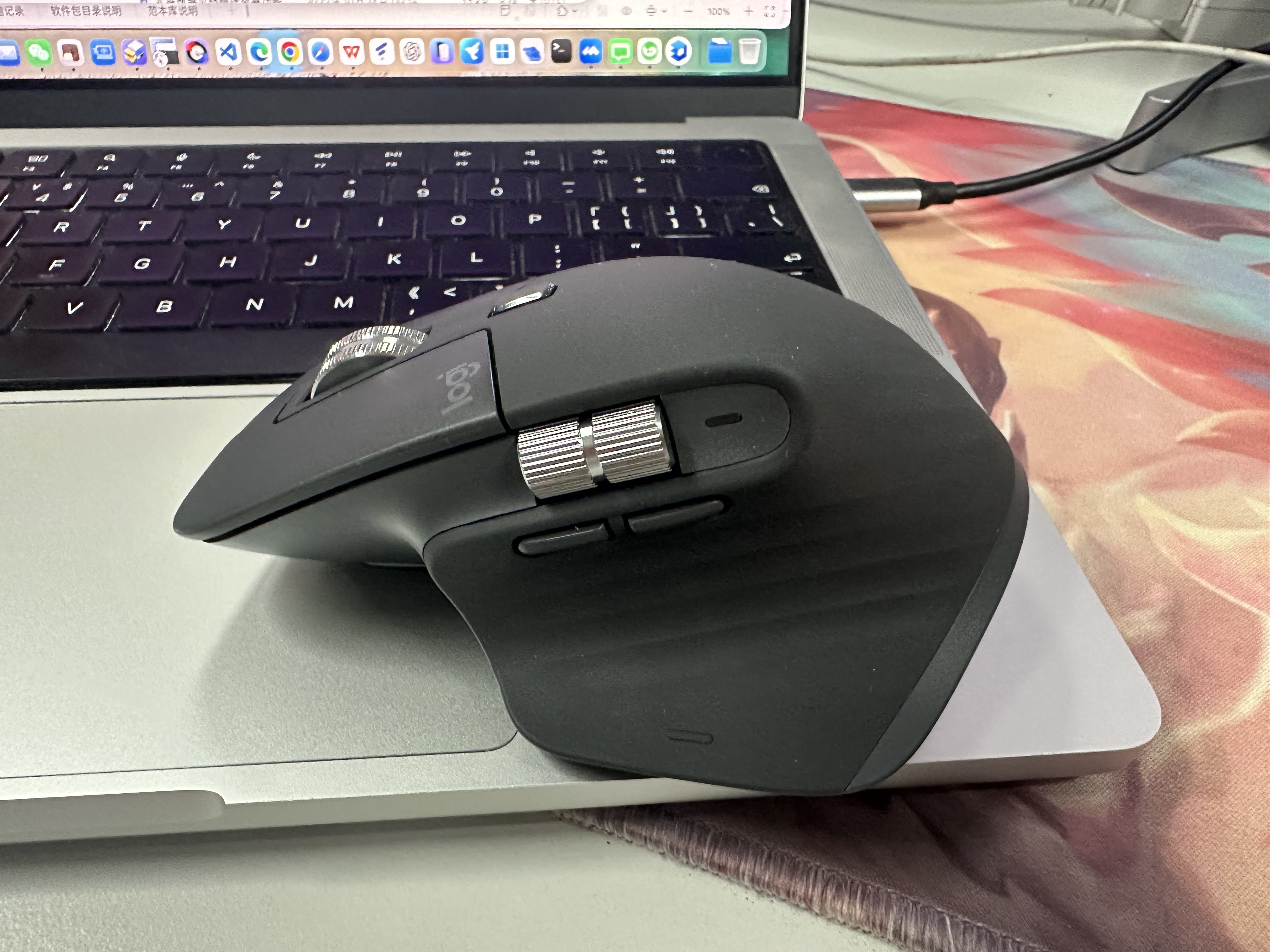 罗技（Logitech）大师系列 MX Master 3S 菁英版 无线蓝牙鼠标  办公静音鼠标 人体工学 石墨黑 无线接收器需另购买 实拍图