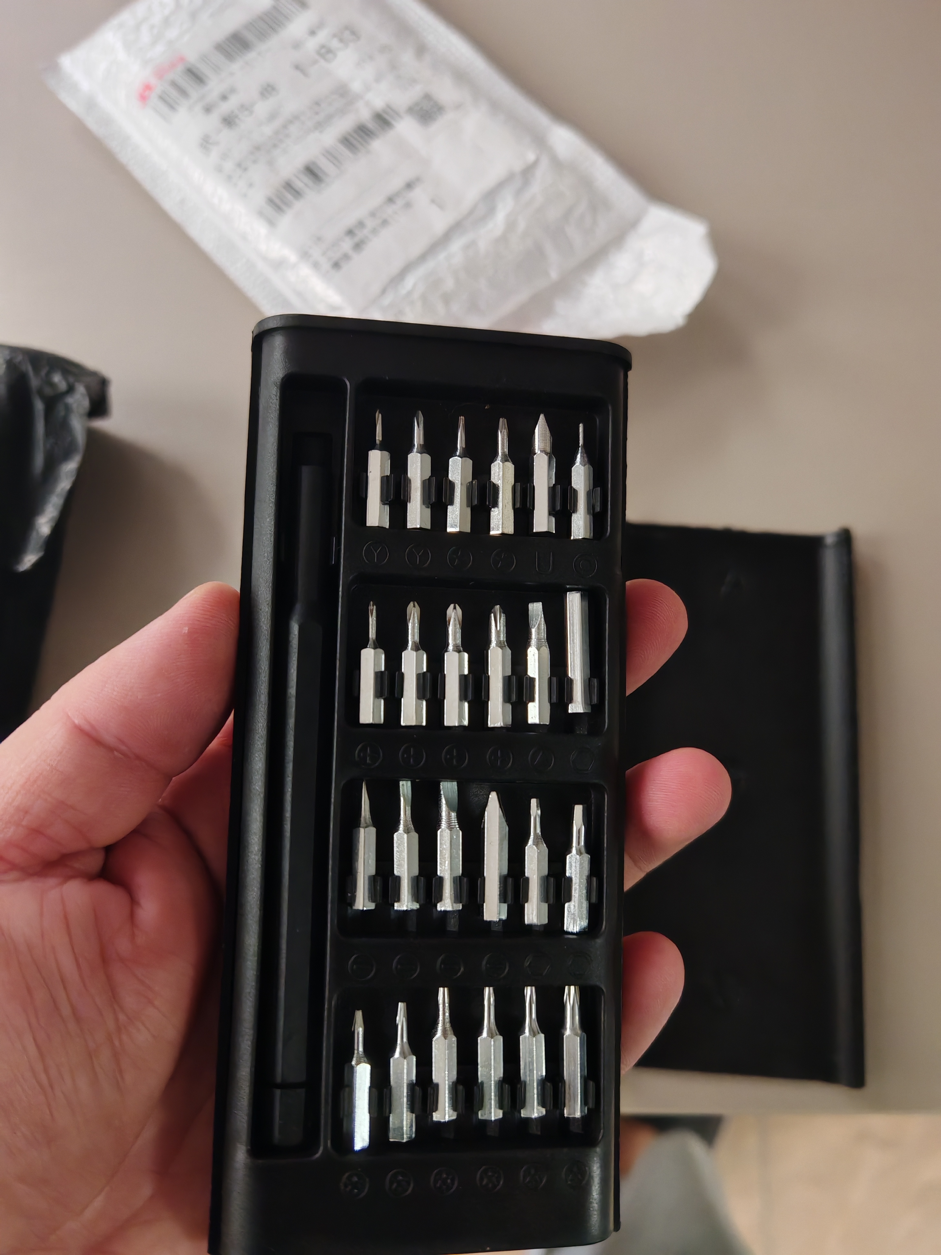 手工工具套装实验DIY多功能精密32合一24合一皮包款12合一螺丝刀起子手机电脑笔记本维修 工具盒25合一（塑料杆）颜色随机 实拍图