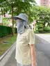 俞兆林遮阳帽防晒帽男女夏季户外大檐帽太阳帽护颈面罩男士帽子 浅灰  实拍图