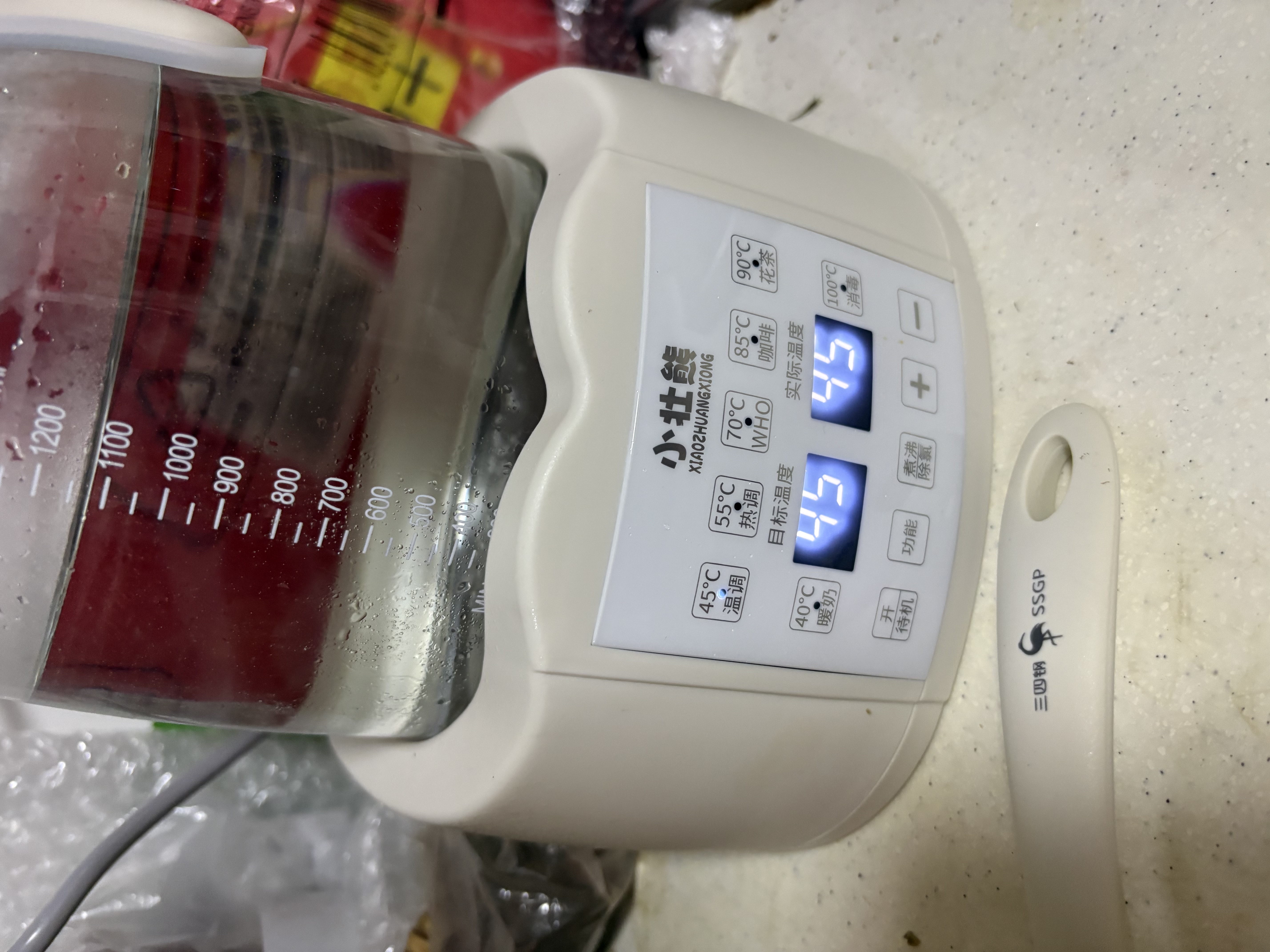 小壮熊（XIAOZHAUNGXIONG）恒温水壶婴儿恒温壶调奶器温热暖奶器家用冲奶粉电热烧水壶 316L云峰白 1300ml 提壶记忆 实拍图