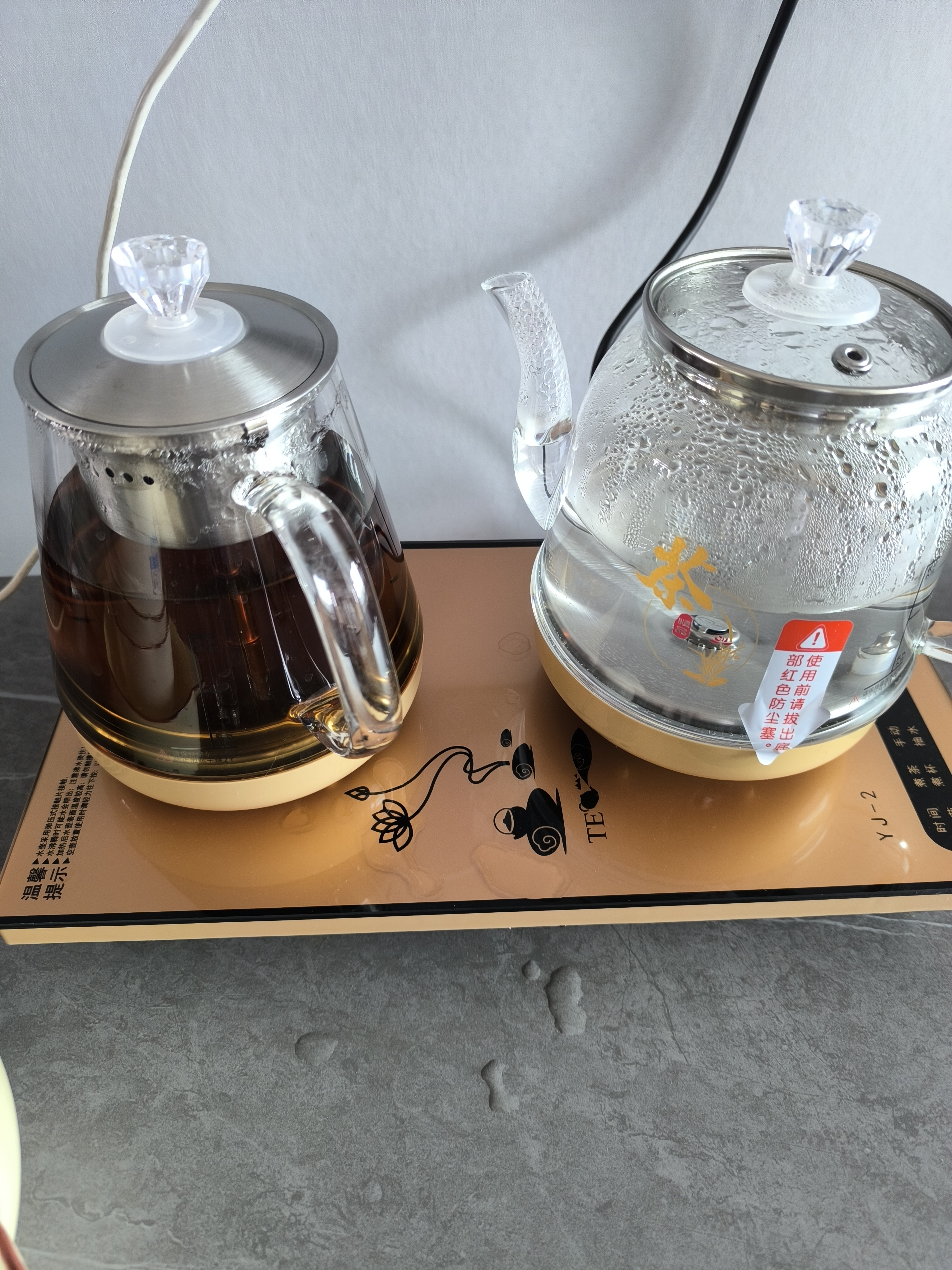 友家铺子（Biooner）全自动上水电热水壶烧水壶家用办公茶台一体机茶桌茶几嵌入式茶具套装 玫瑰金蒸茶款1L 实拍图