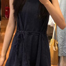优衣库棉麻条纹层叠连衣裙/无袖女装/裙子26春夏新款484787 69 藏青色 S 实拍图